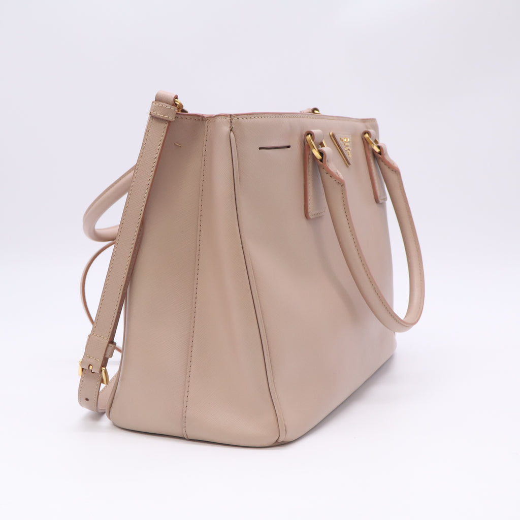 Prada Saffiano Lux Leather Galleria Double Zip Medium Tote Bag Twins B23689