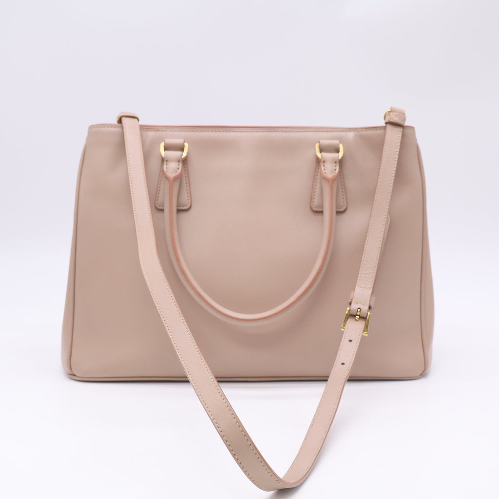Prada Saffiano Lux Leather Galleria Double Zip Medium Tote Bag Twins B23689