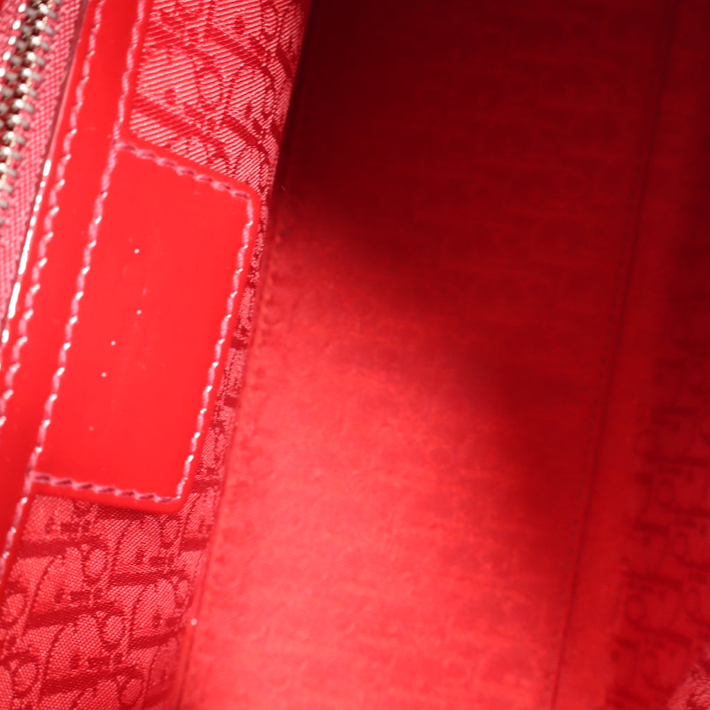 Christian Dior Red Cannage Quilted Patent Leather Medium Lady Dior Bag twins LDJ4412