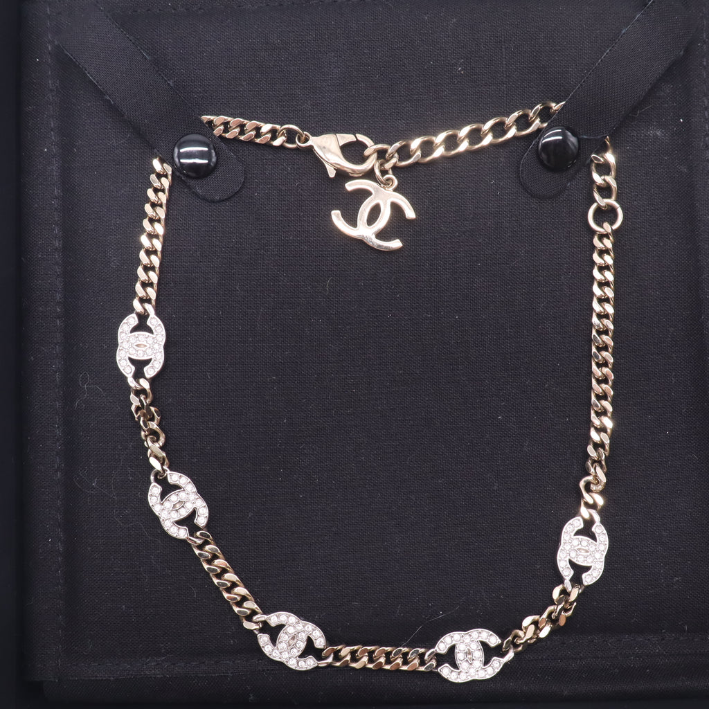 Chanel Crystal Chain CC Link Choker twins LDJ5075