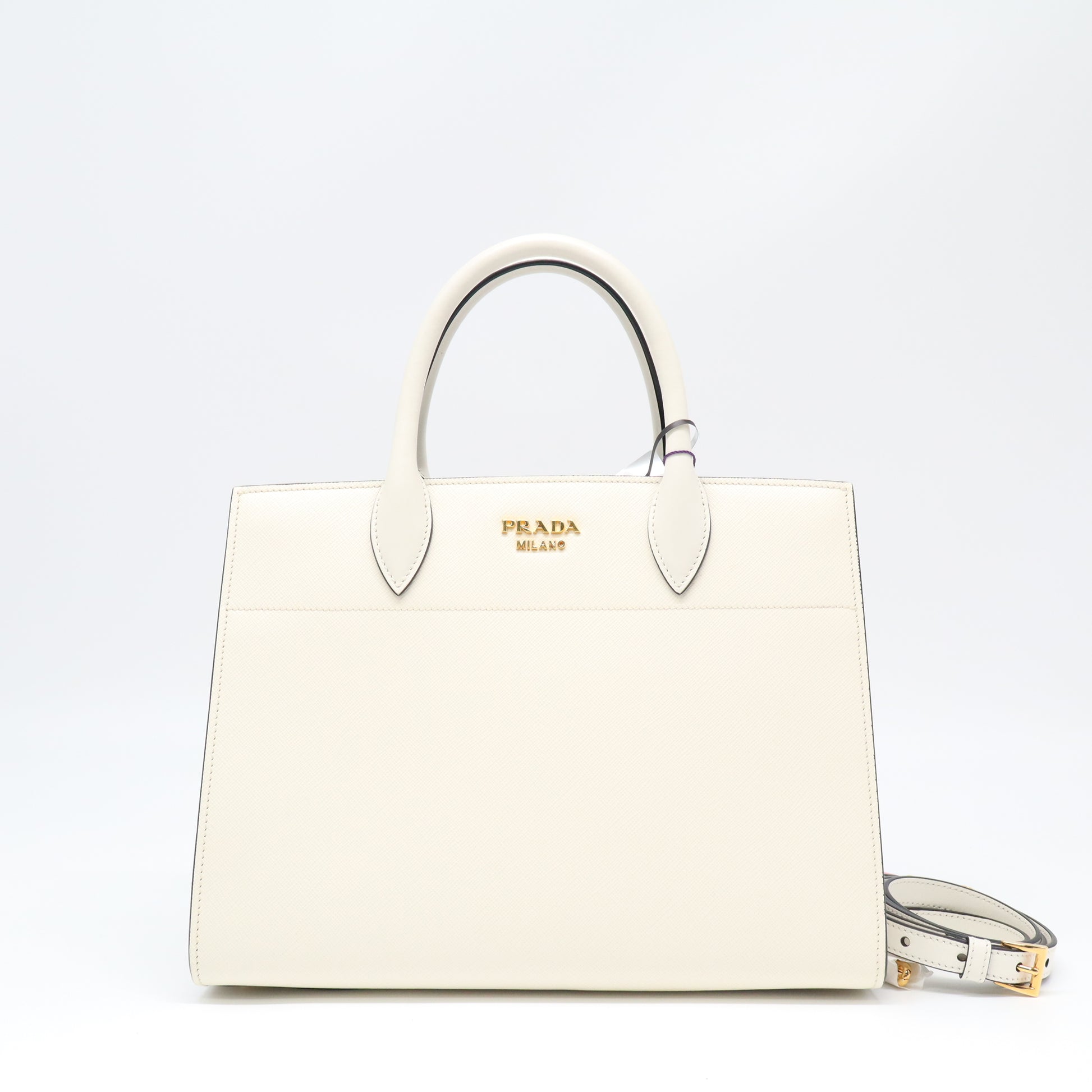 Prada White Saffiano and City Calf Leather Paradigme Tote Bag twins LDJ4386