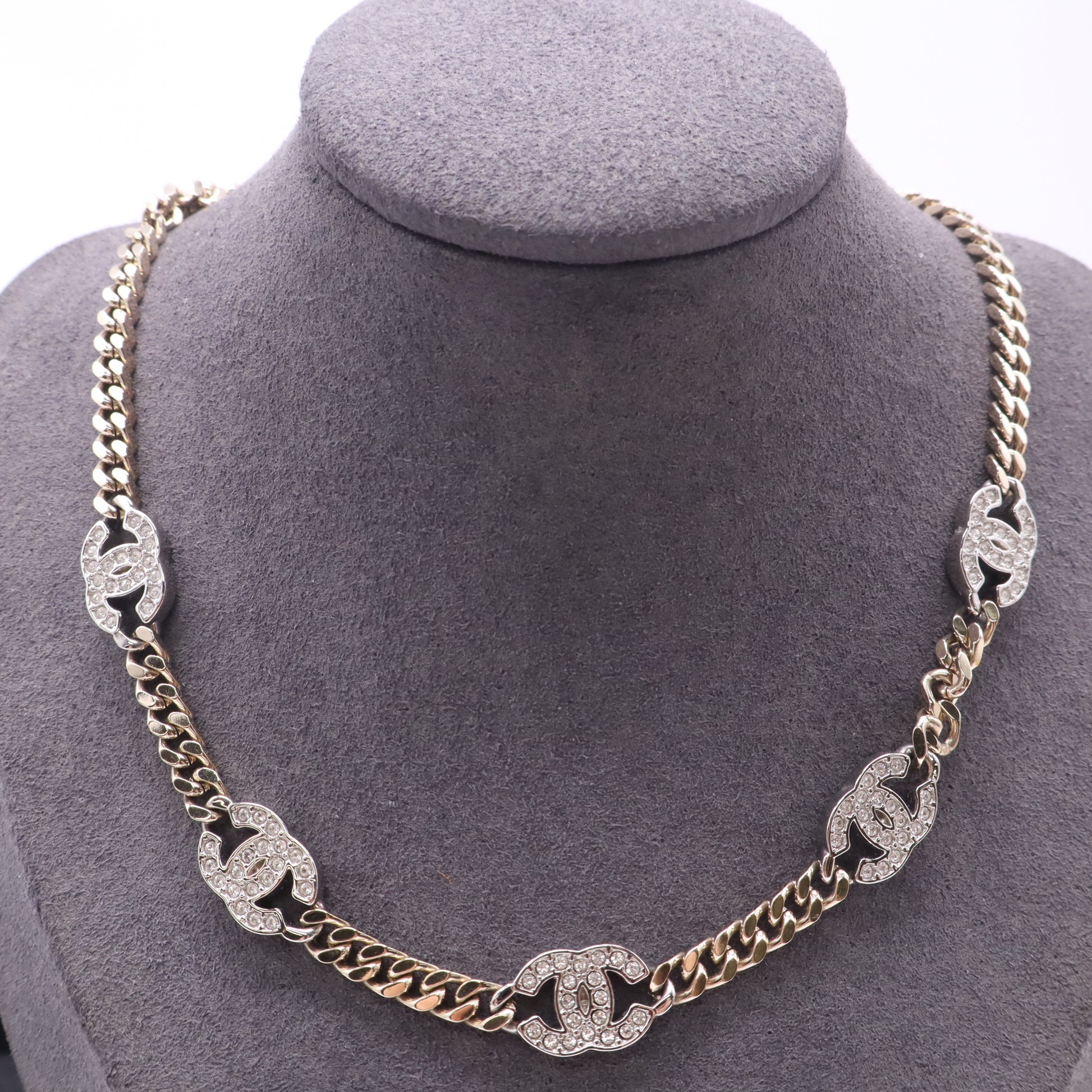 Chanel Crystal Chain CC Link Choker twins LDJ5075