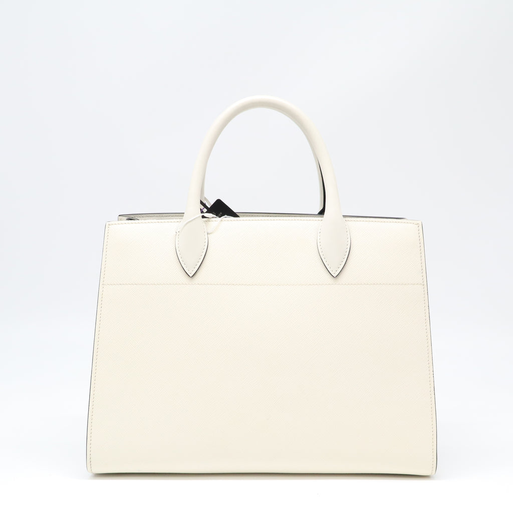 Prada White Saffiano and City Calf Leather Paradigme Tote Bag twins LDJ4386