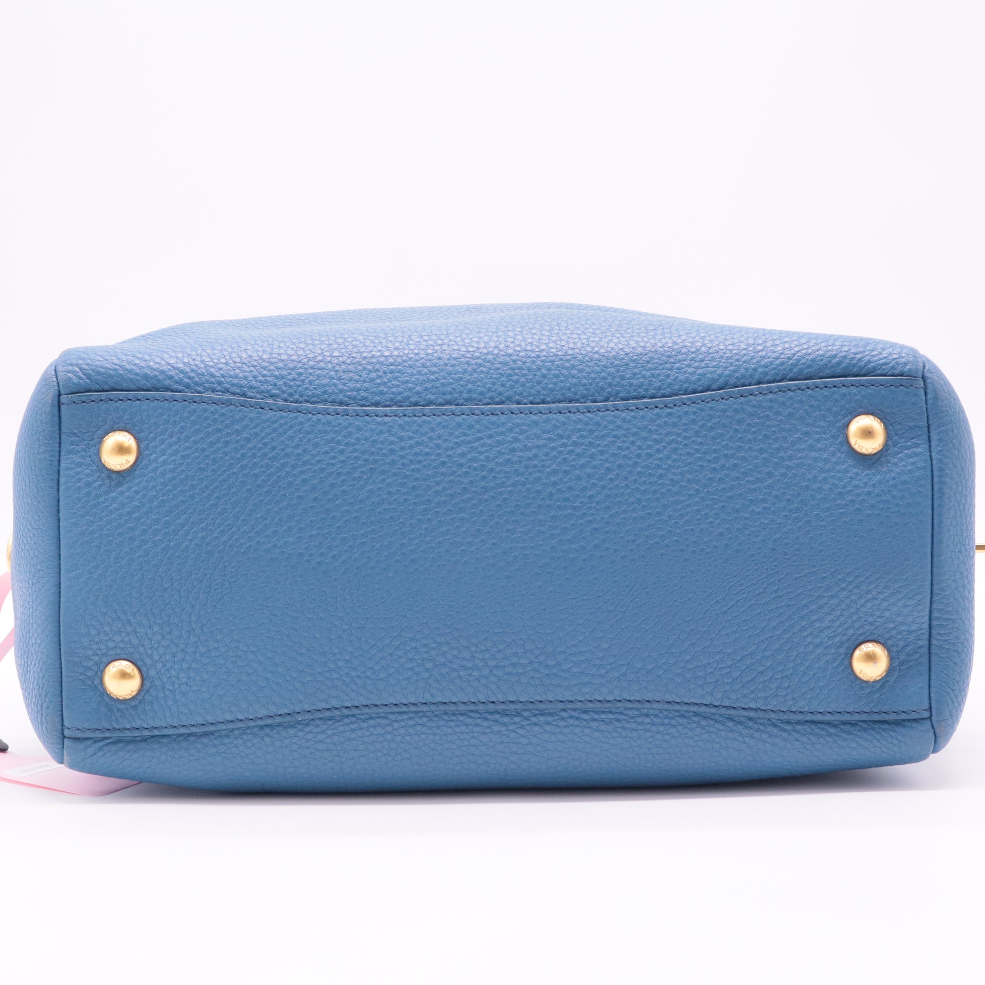 Vitello Daino Leather Bowler Bag Blue twins
