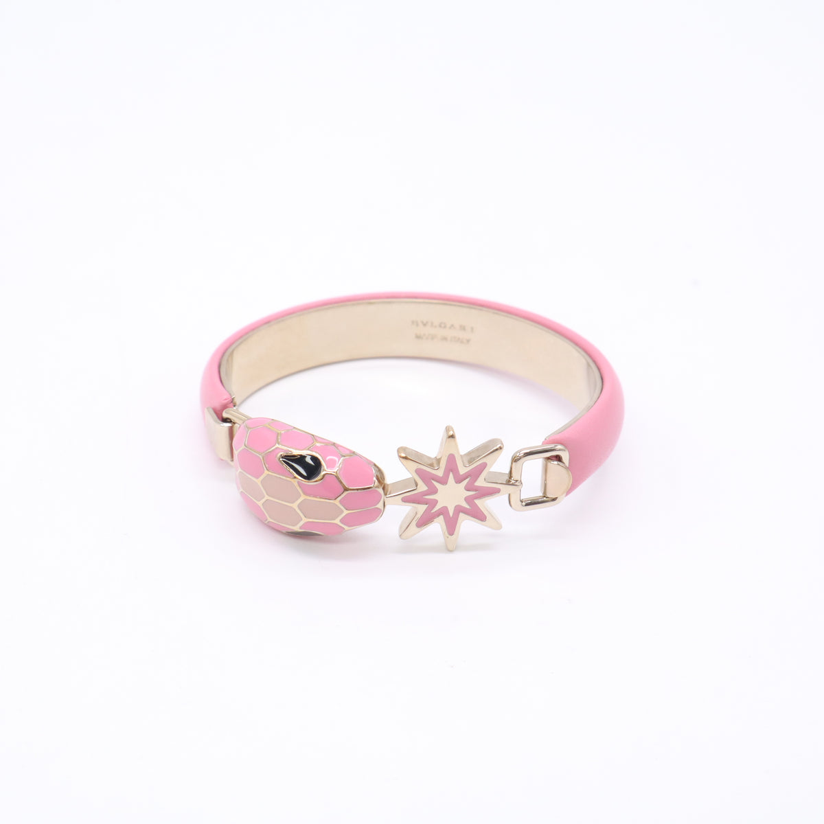Pink Leather Gold Plated Serpenti Forever Bracelet W23157