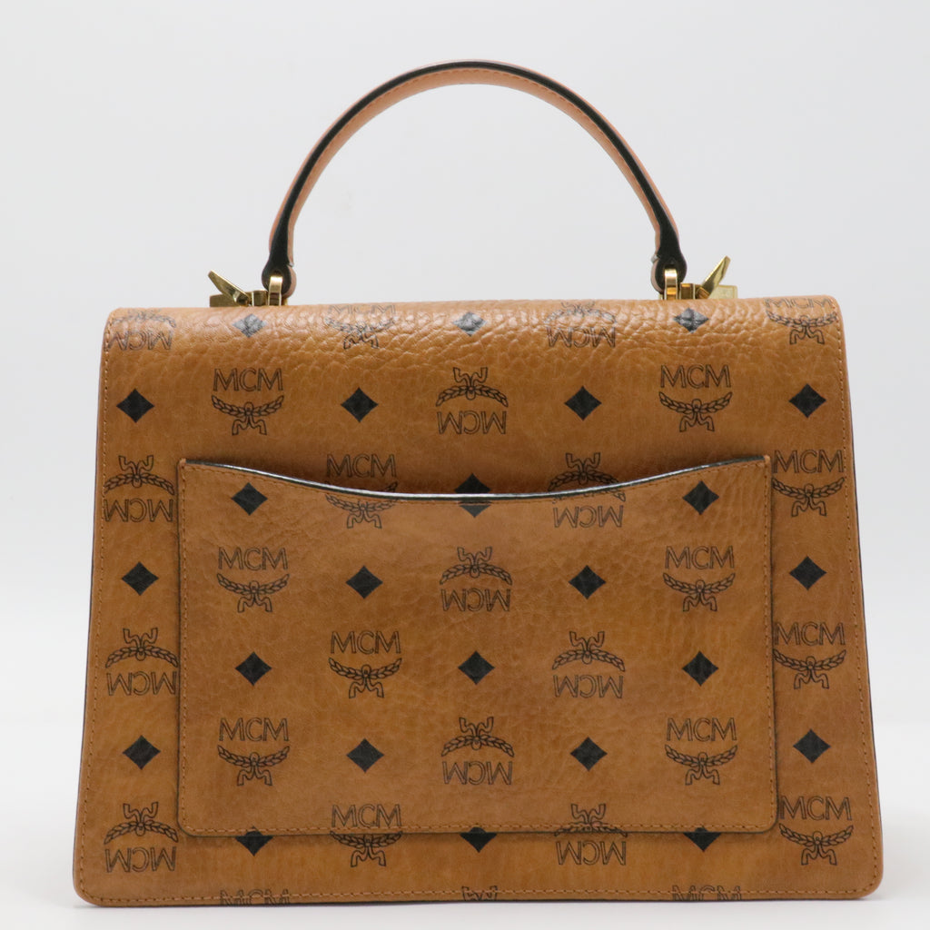 Visetos Medium Patricia Pocket Satchel Cognac