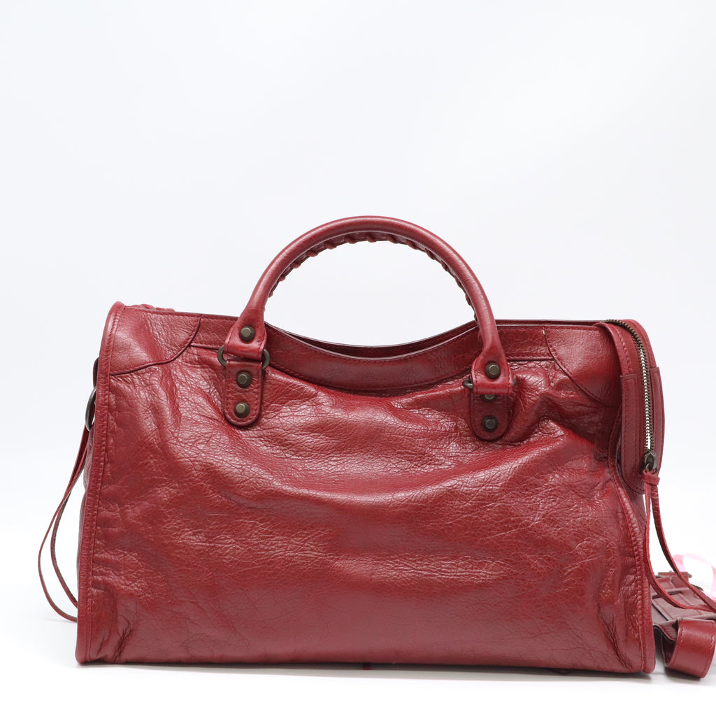 Balenciaga Classic City Leather Bag Rouge Cerise twins LDJ4364