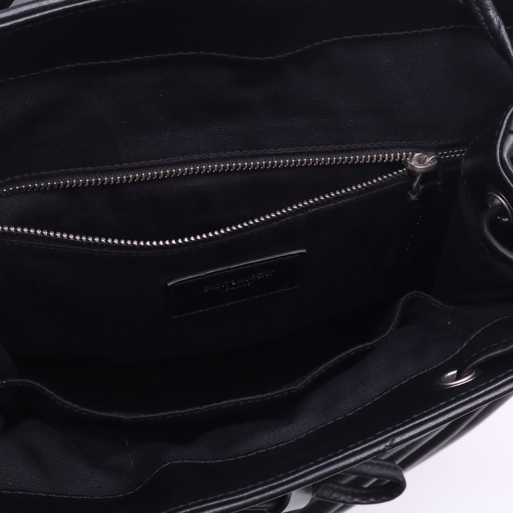 Saint Laurent Calfskin Y Quilted Monogram Medium Loulou Backpack Black twins LDZ492