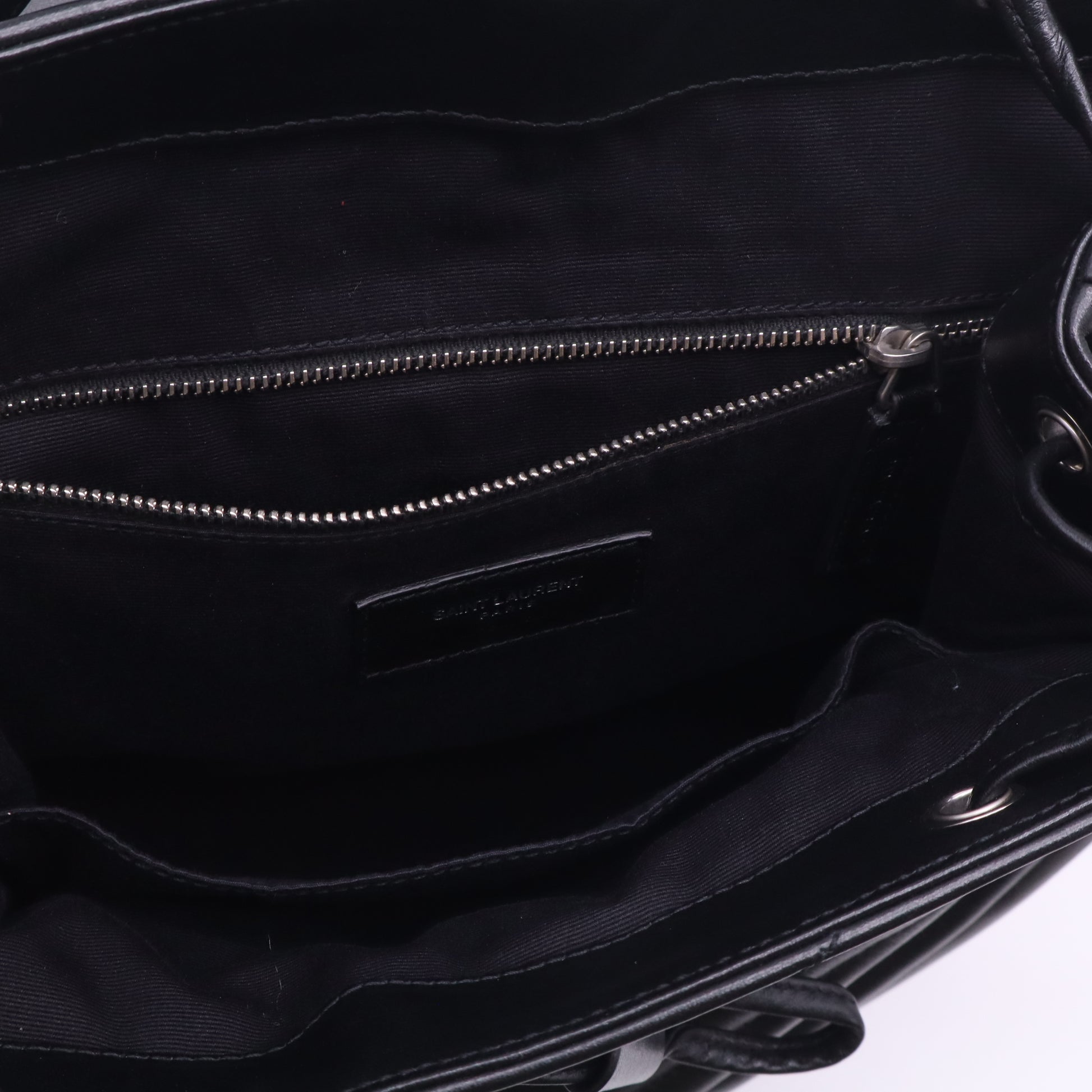 Saint Laurent Calfskin Y Quilted Monogram Medium Loulou Backpack Black twins LDZ492