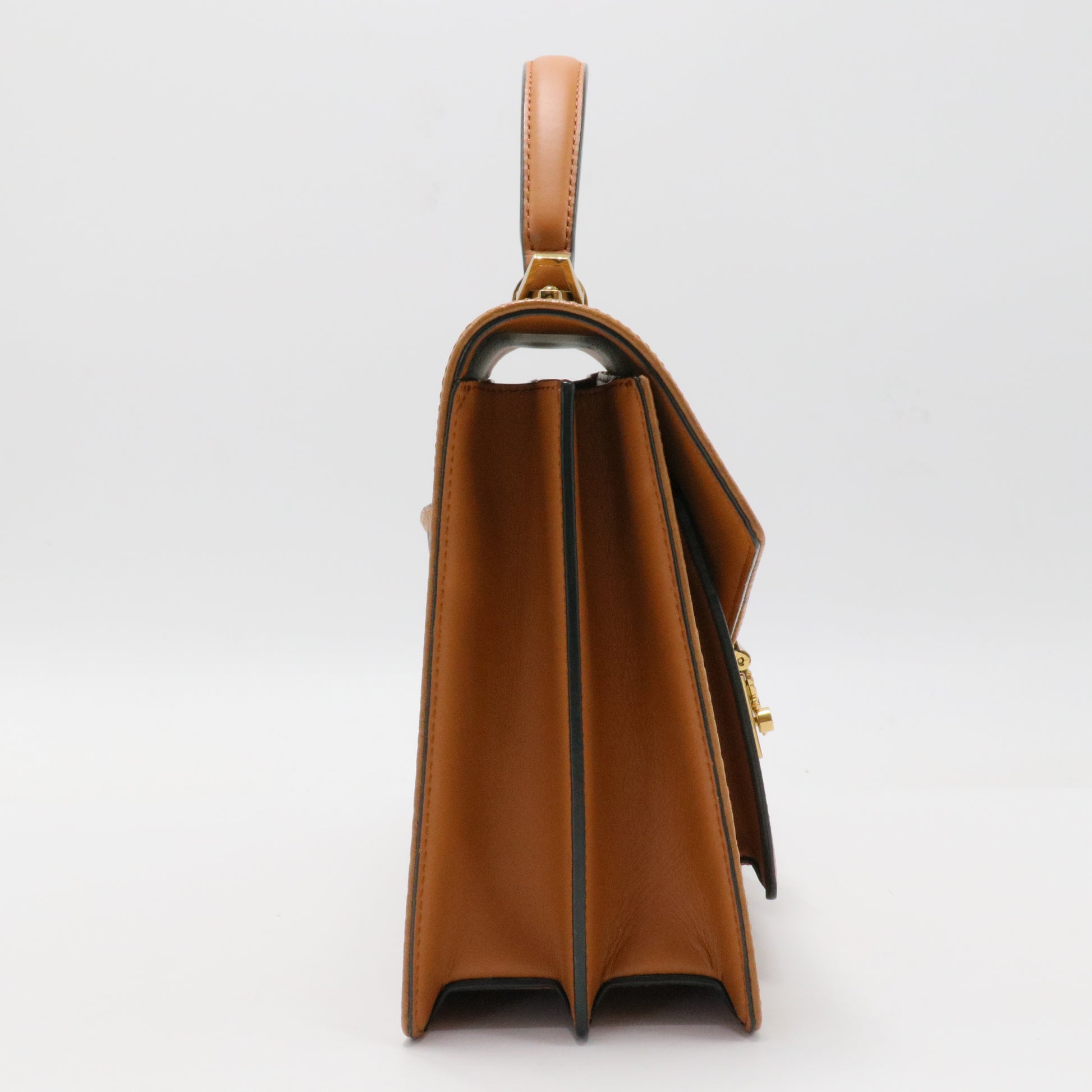 Visetos Medium Patricia Pocket Satchel Cognac
