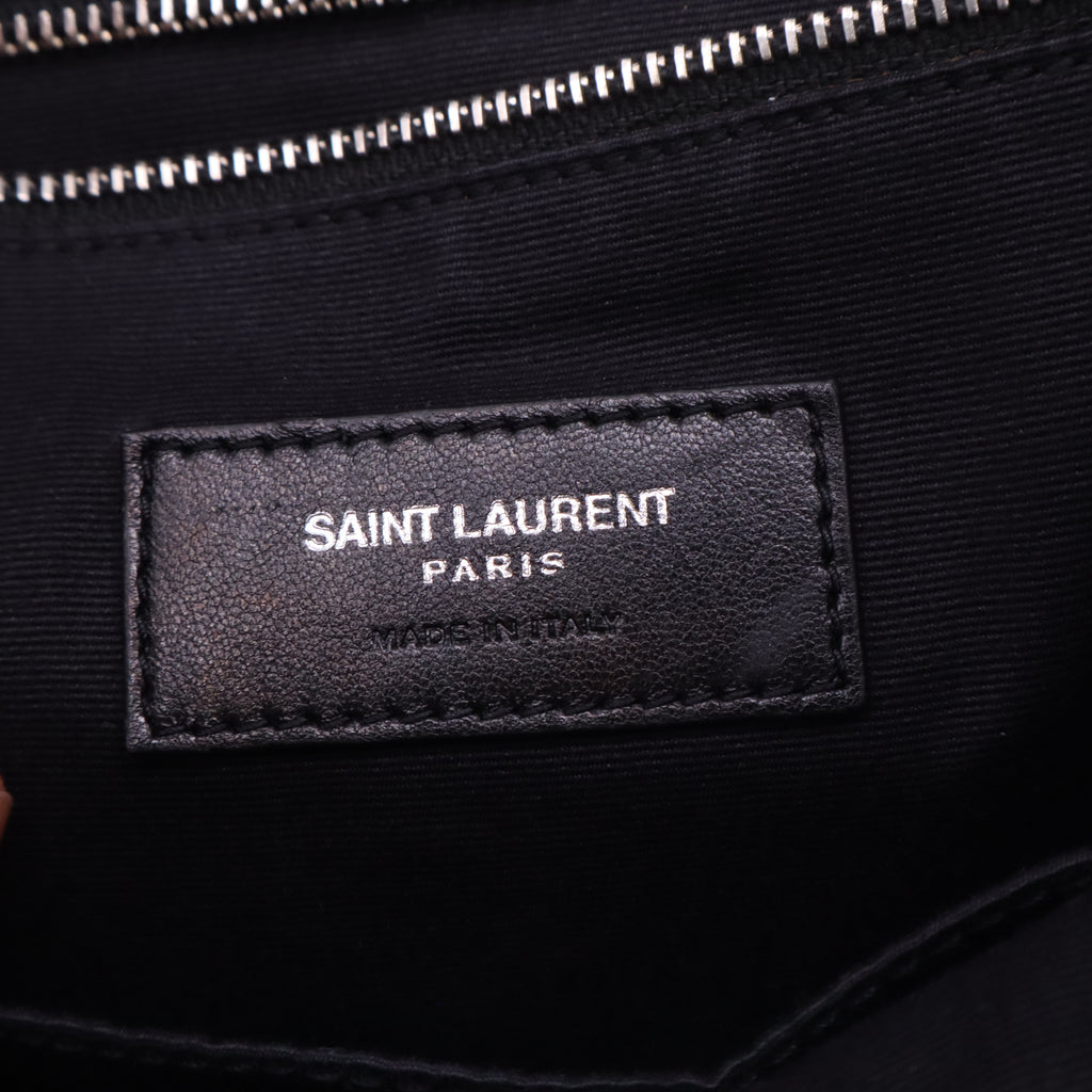 Saint Laurent Calfskin Y Quilted Monogram Medium Loulou Backpack Black twins LDZ492