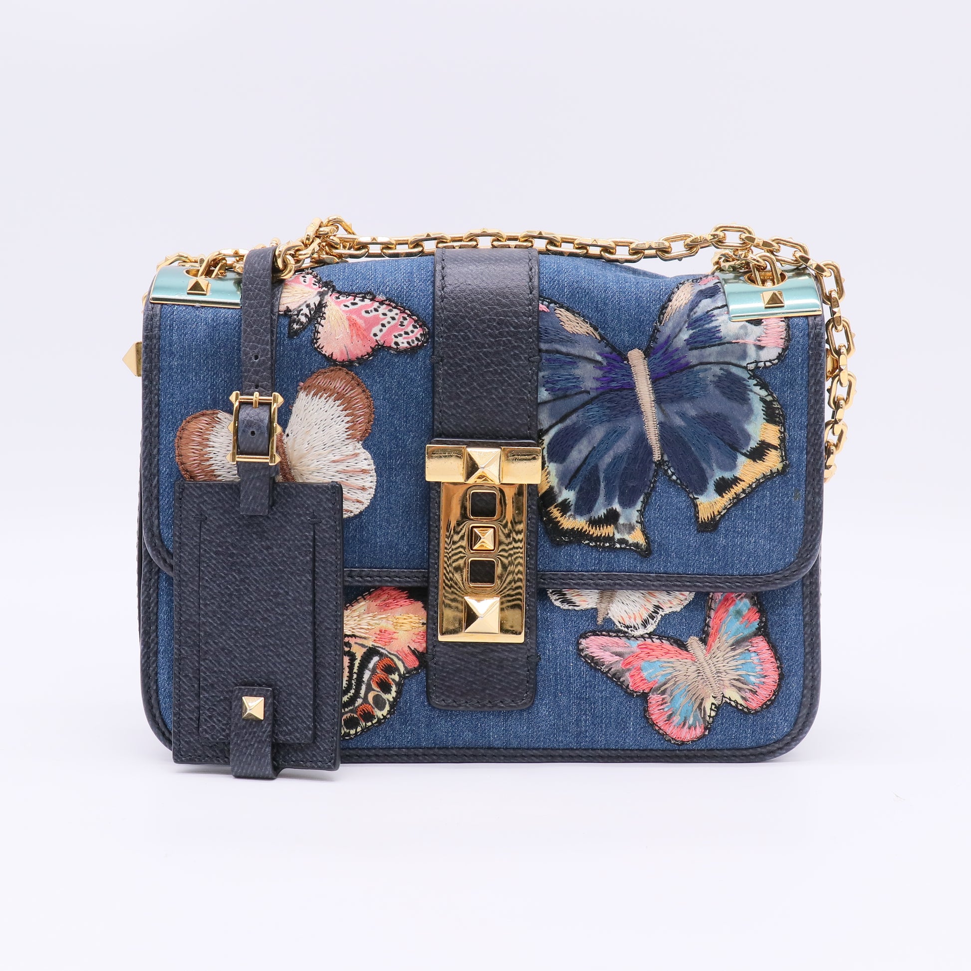 My Rockstud Satchel Denim with Butterfly Applique twins LDJ5062