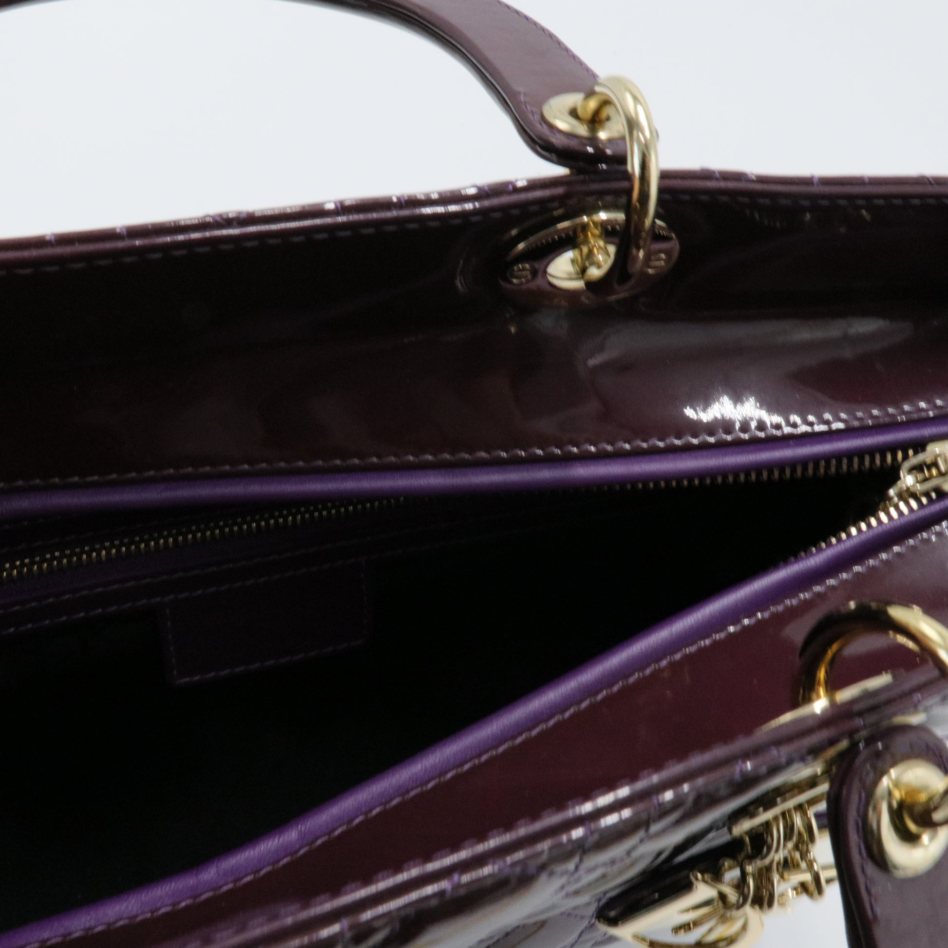 Lady Dior Bag Cannage Quilt Patent Large