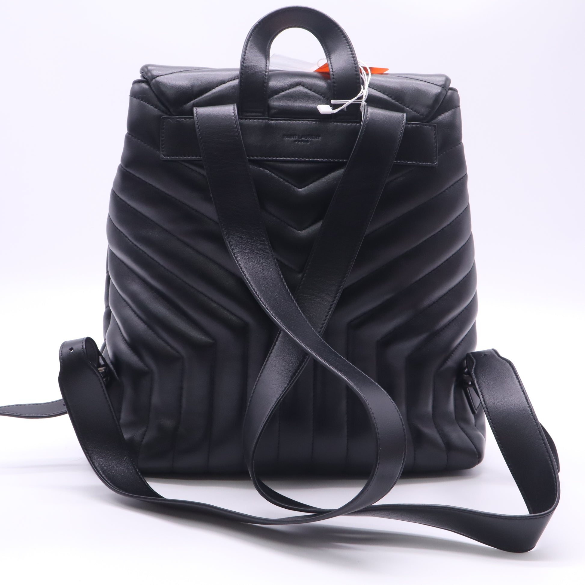 Saint Laurent Calfskin Y Quilted Monogram Medium Loulou Backpack Black twins LDZ492