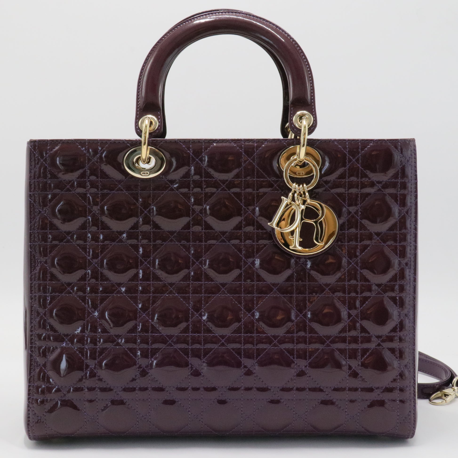 Lady Dior Bag Cannage Quilt Patent Large