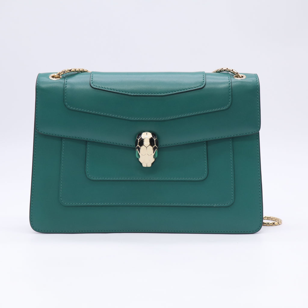 Green Leather Medium Serpenti Forever Shoulder Bag B23903
