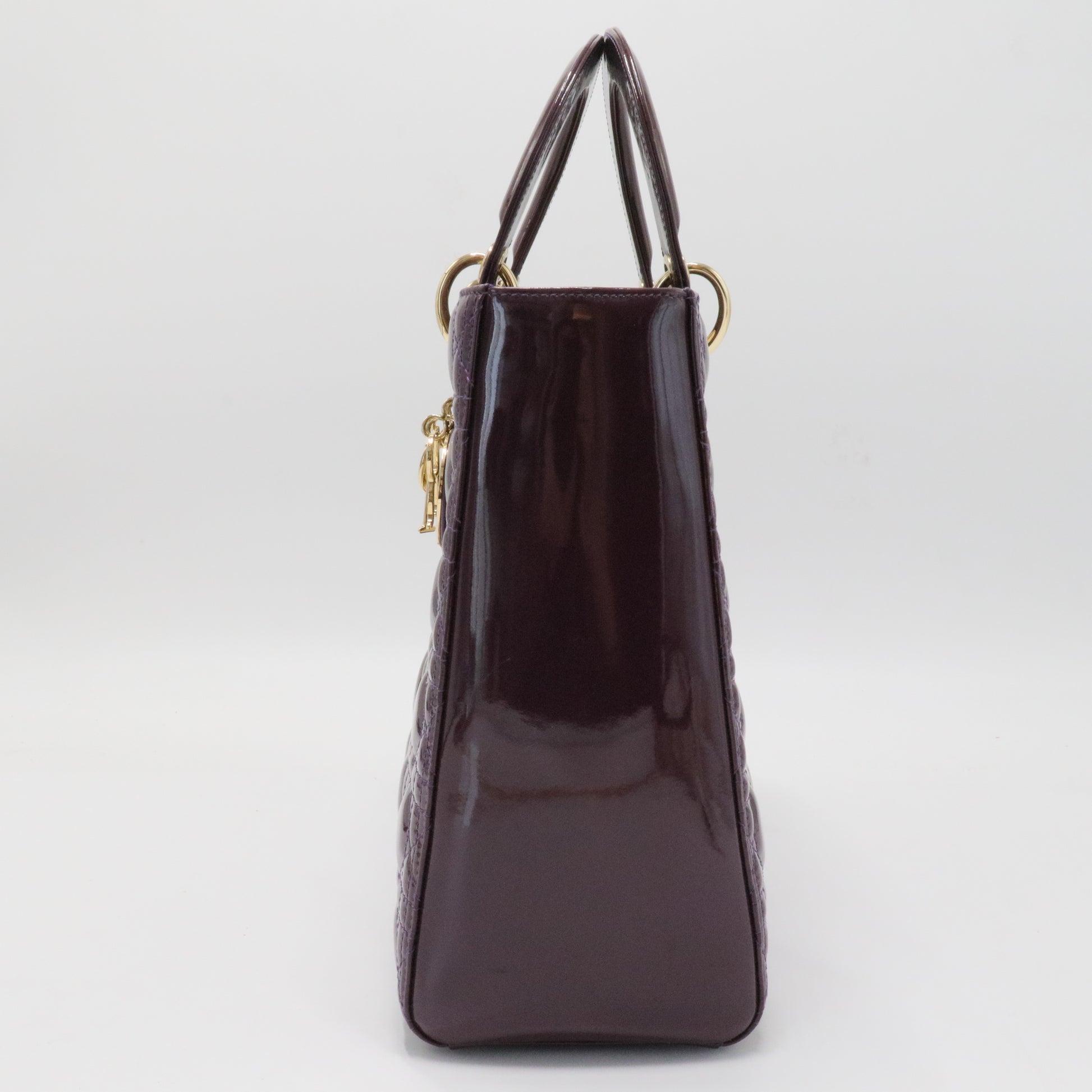 Lady Dior Bag Cannage Quilt Patent Large