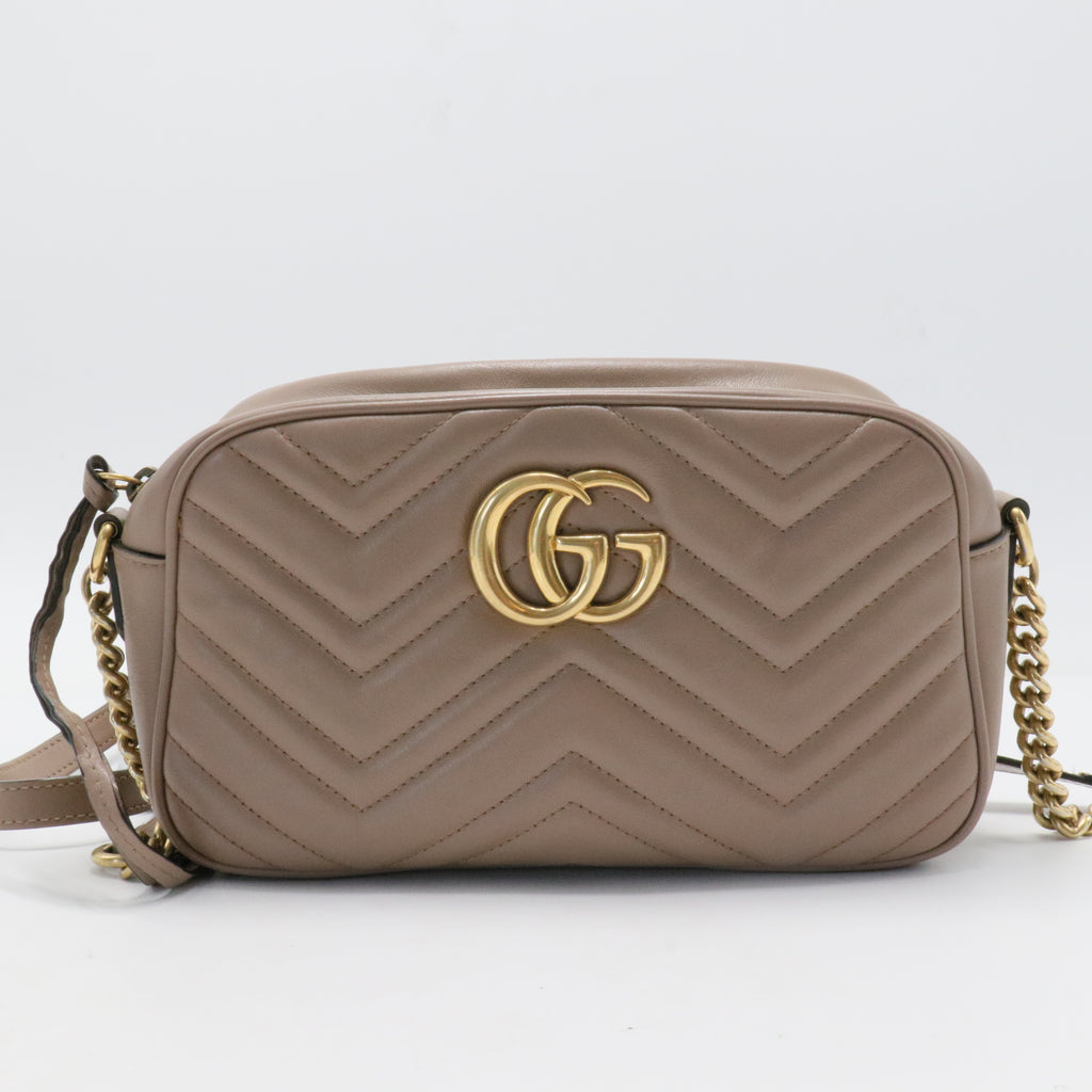 Calfskin Matelasse Small GG Marmont Chain Shoulder Bag Porcelain Rose