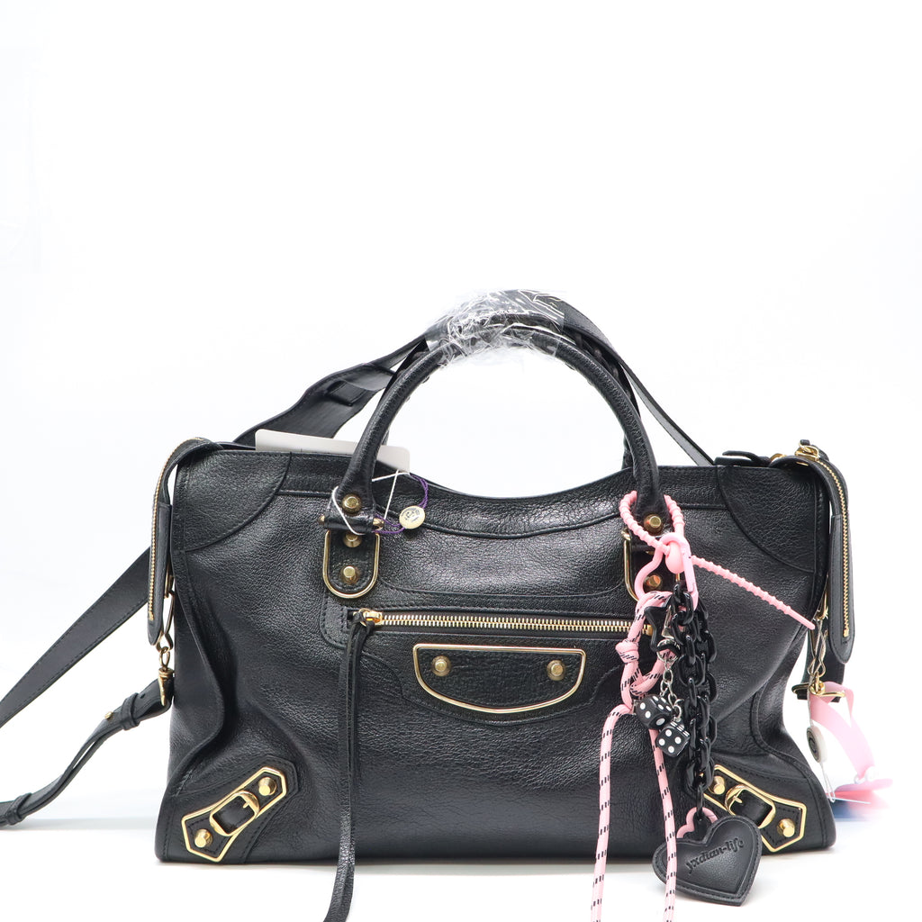 Balenciaga Metallic Edge City Bag Black twins LDJ4388