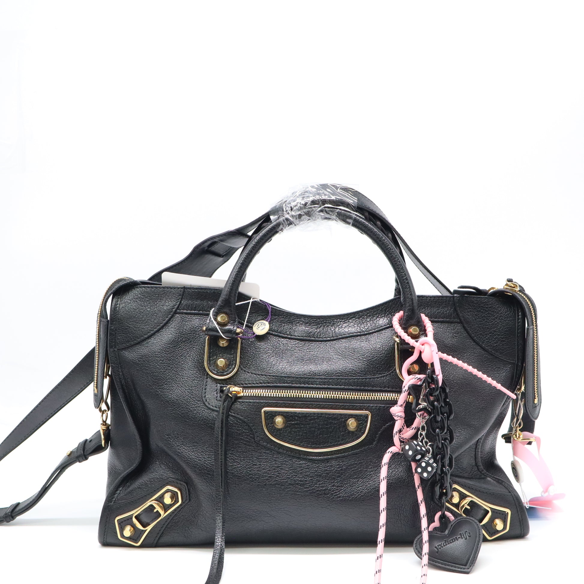 Balenciaga Metallic Edge City Bag Black twins LDJ4388