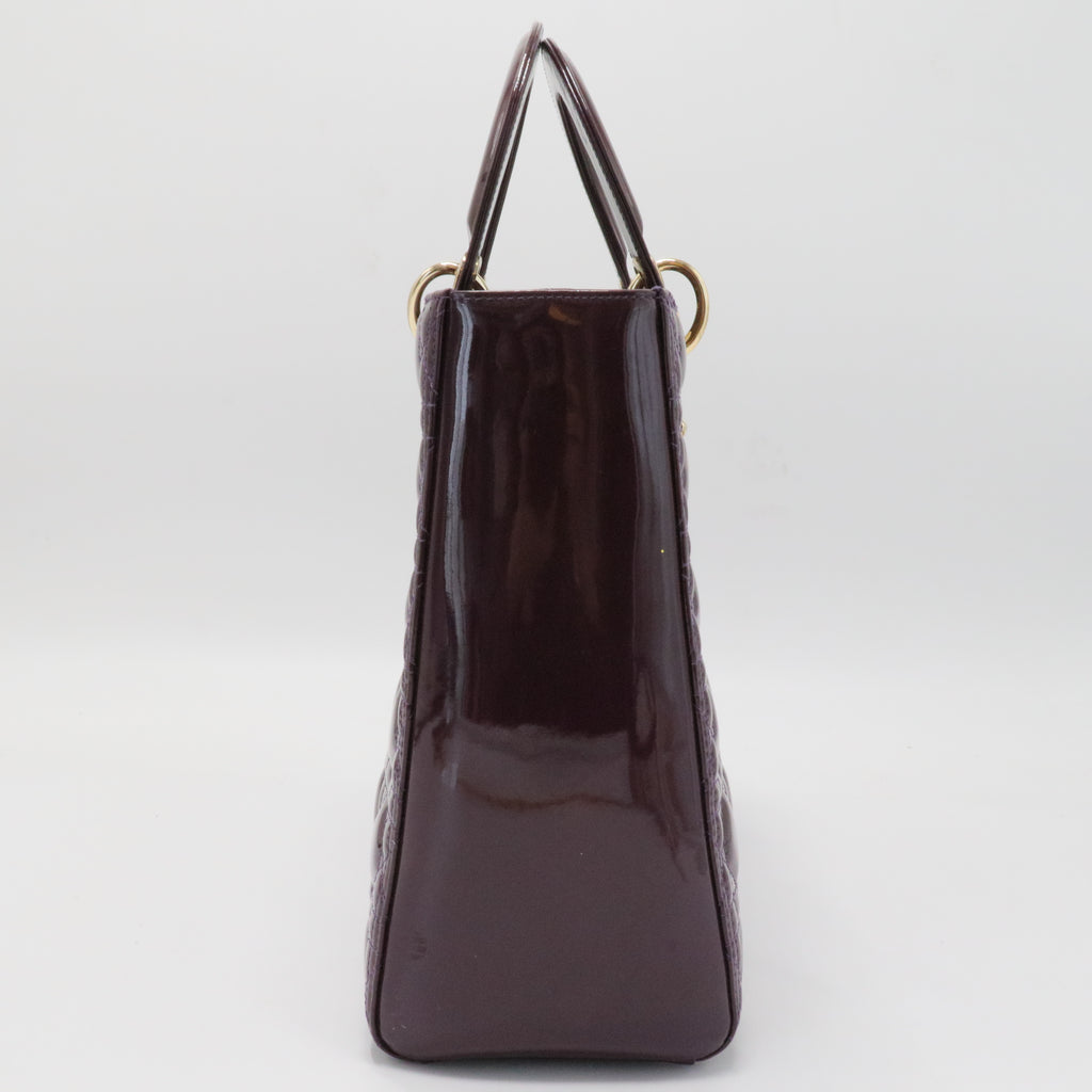 Lady Dior Bag Cannage Quilt Patent Large