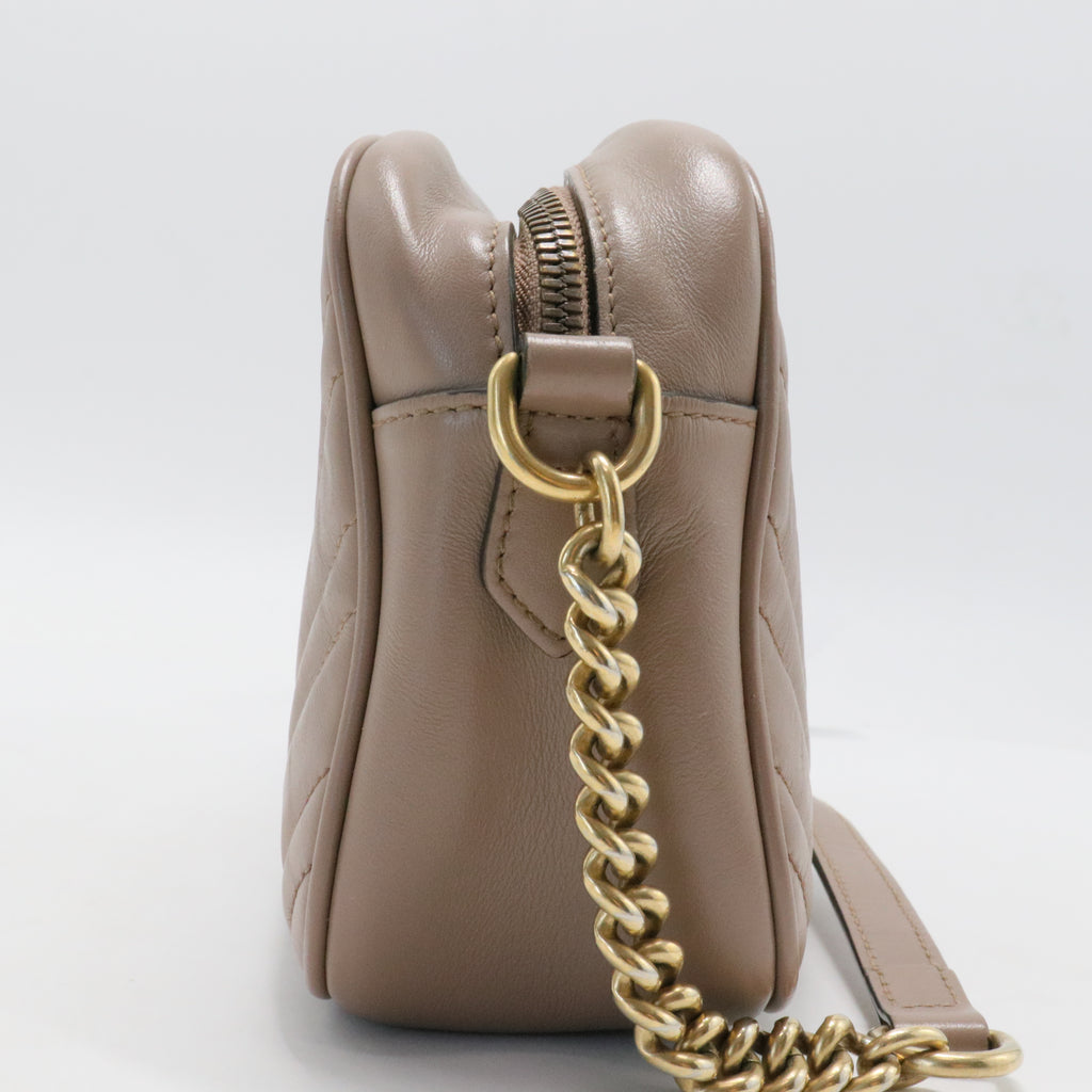 Calfskin Matelasse Small GG Marmont Chain Shoulder Bag Porcelain Rose