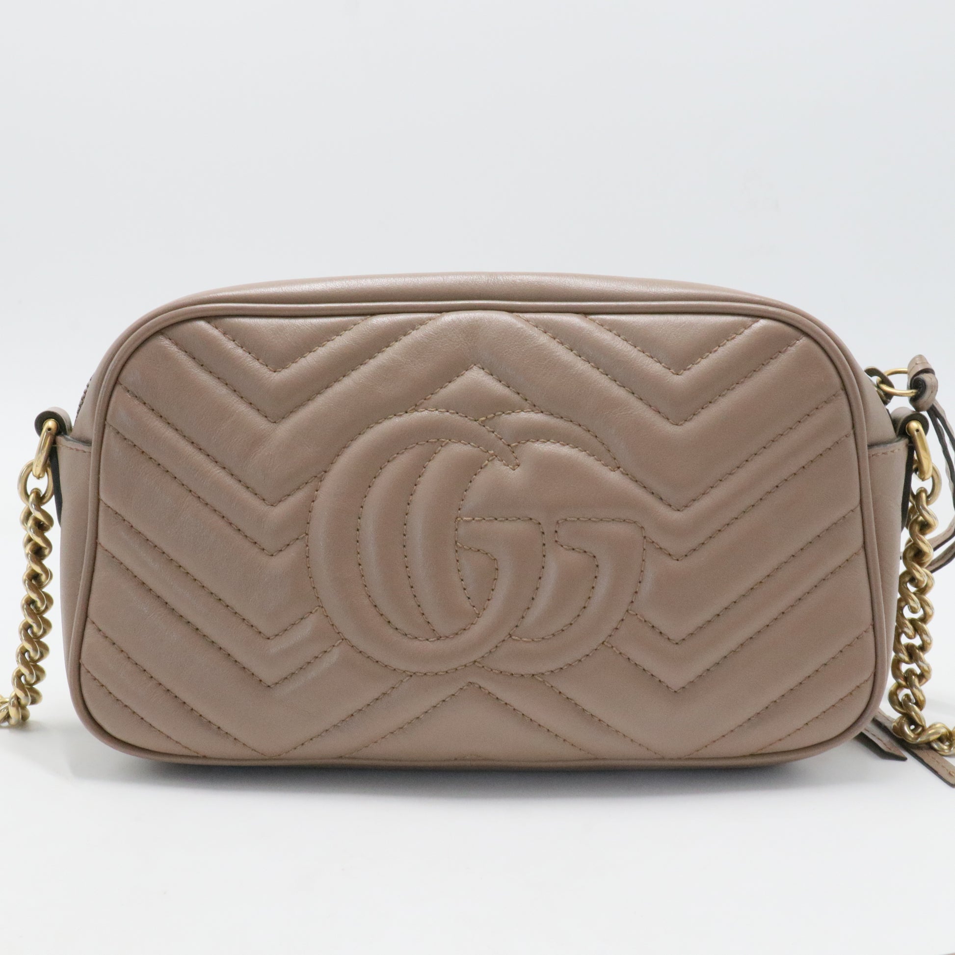 Calfskin Matelasse Small GG Marmont Chain Shoulder Bag Porcelain Rose