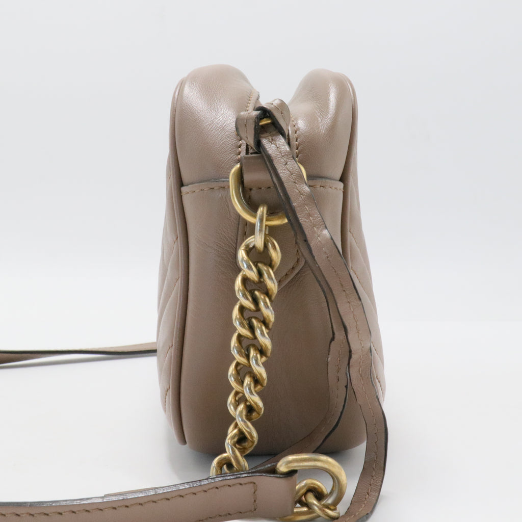 Calfskin Matelasse Small GG Marmont Chain Shoulder Bag Porcelain Rose