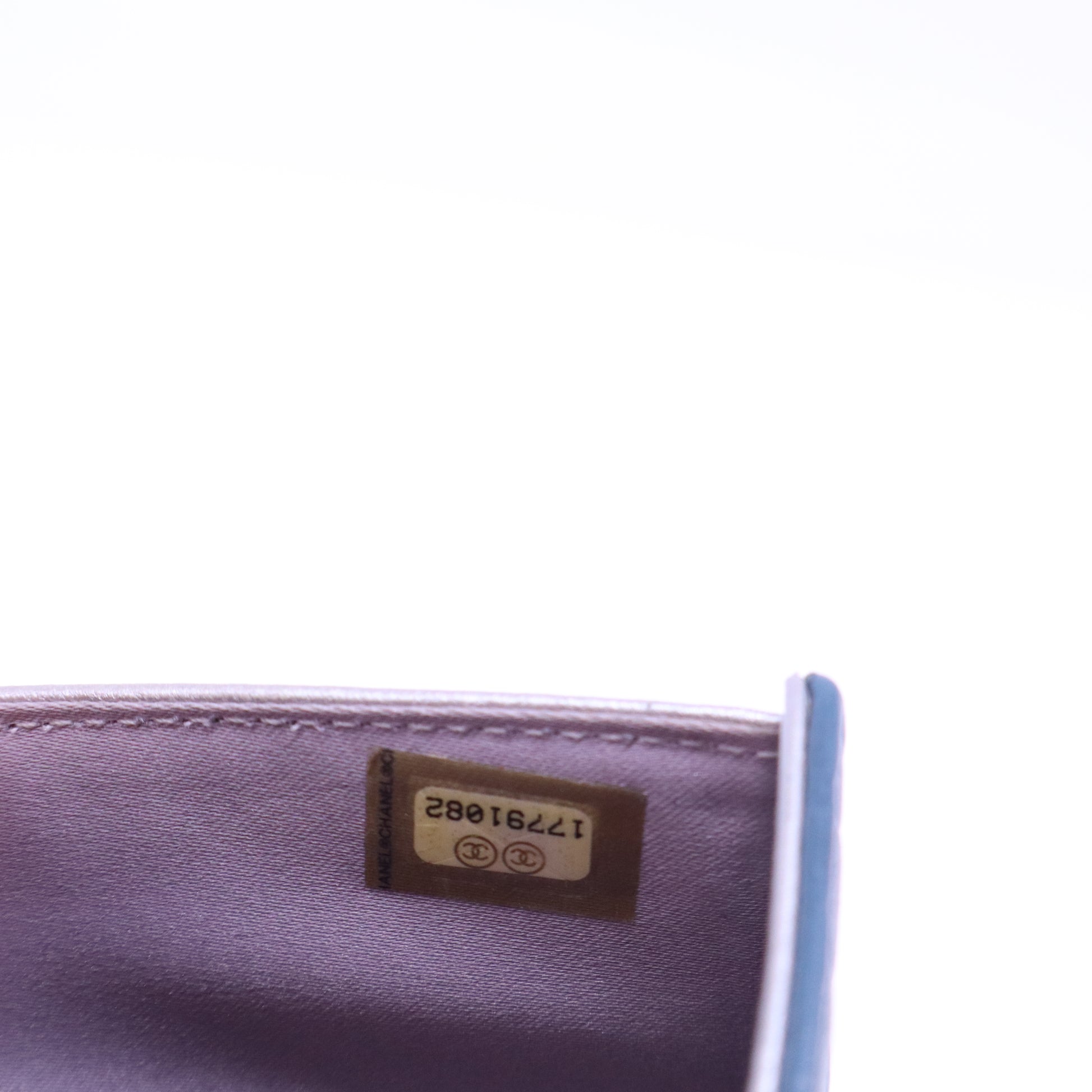 Lambskin Camellia Embossed Compact Wallet Blue W20771