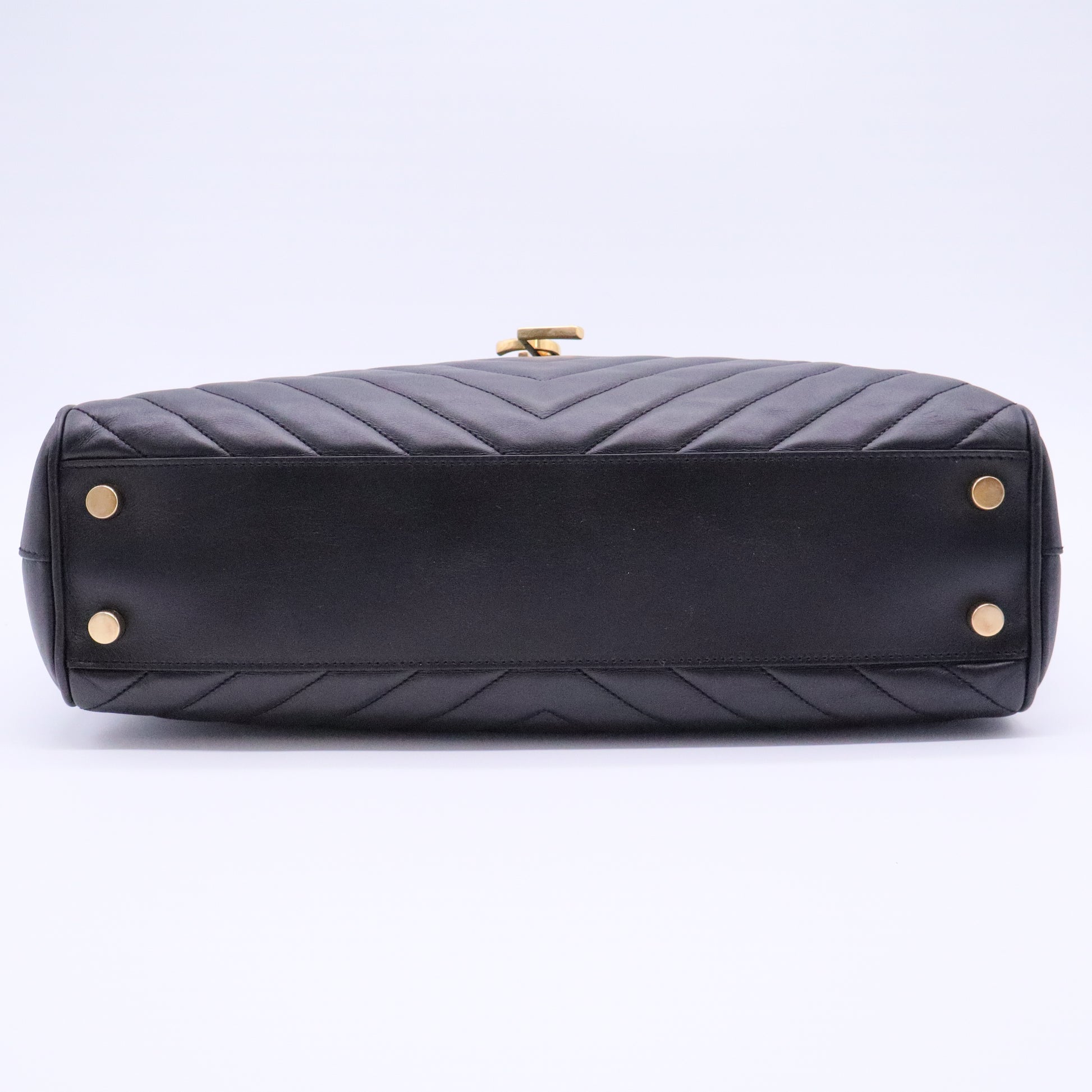 Black Chevron Quilted Leather Monogram Tote Bag For Gisel