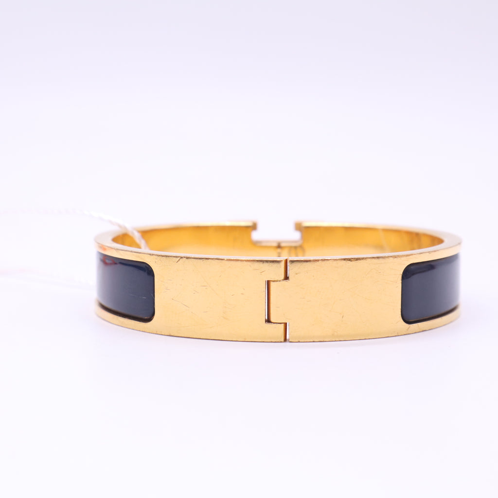 Hermes Clic Clac H Blue Enamel Gold Twins LDZ521