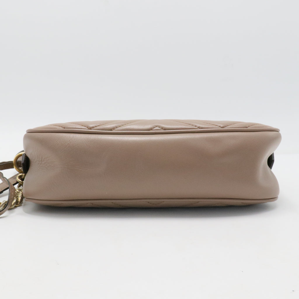 Calfskin Matelasse Small GG Marmont Chain Shoulder Bag Porcelain Rose