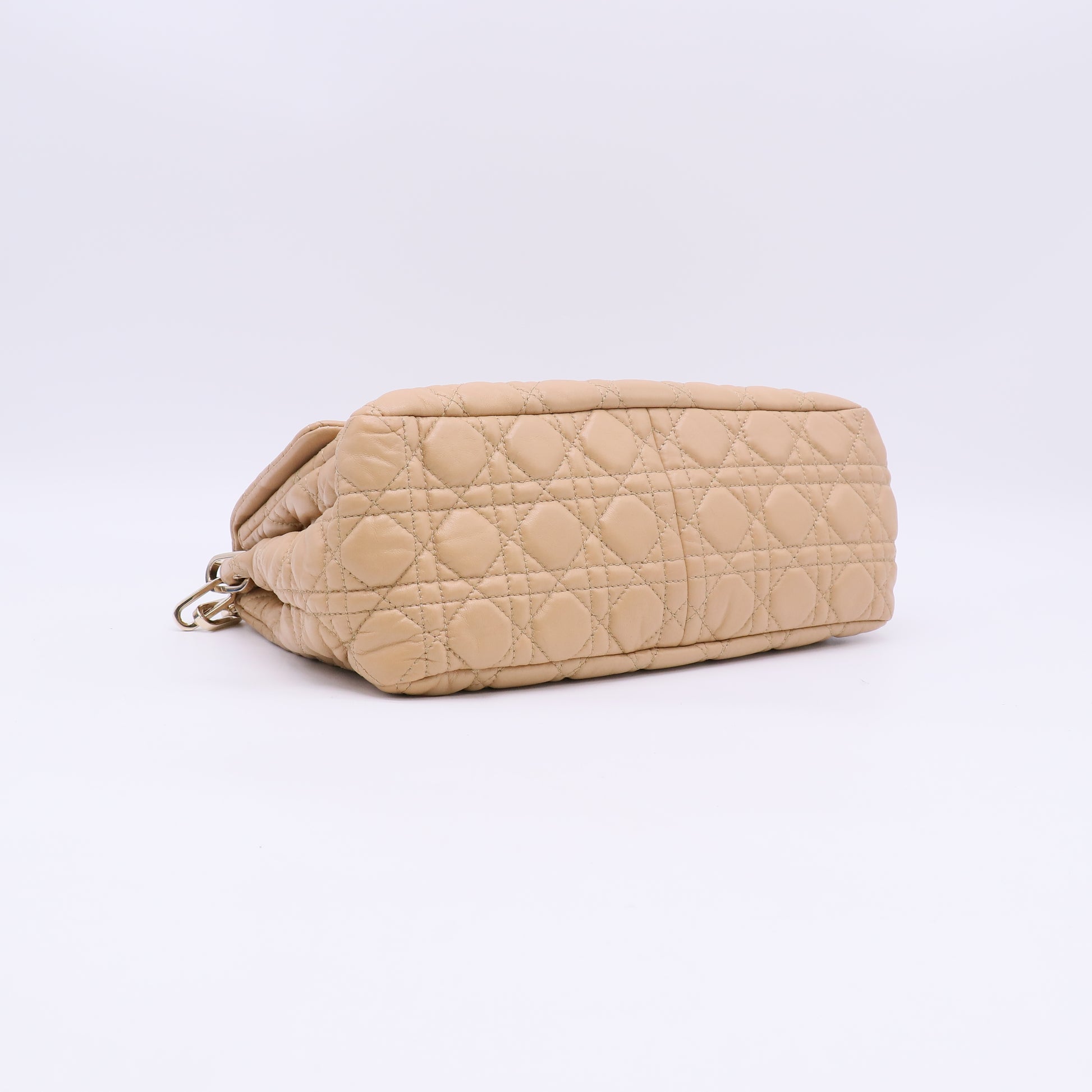 Christian Dior Beige Cannage Quilted Lambskin Leather New Lock Flap Bag LDJ5685