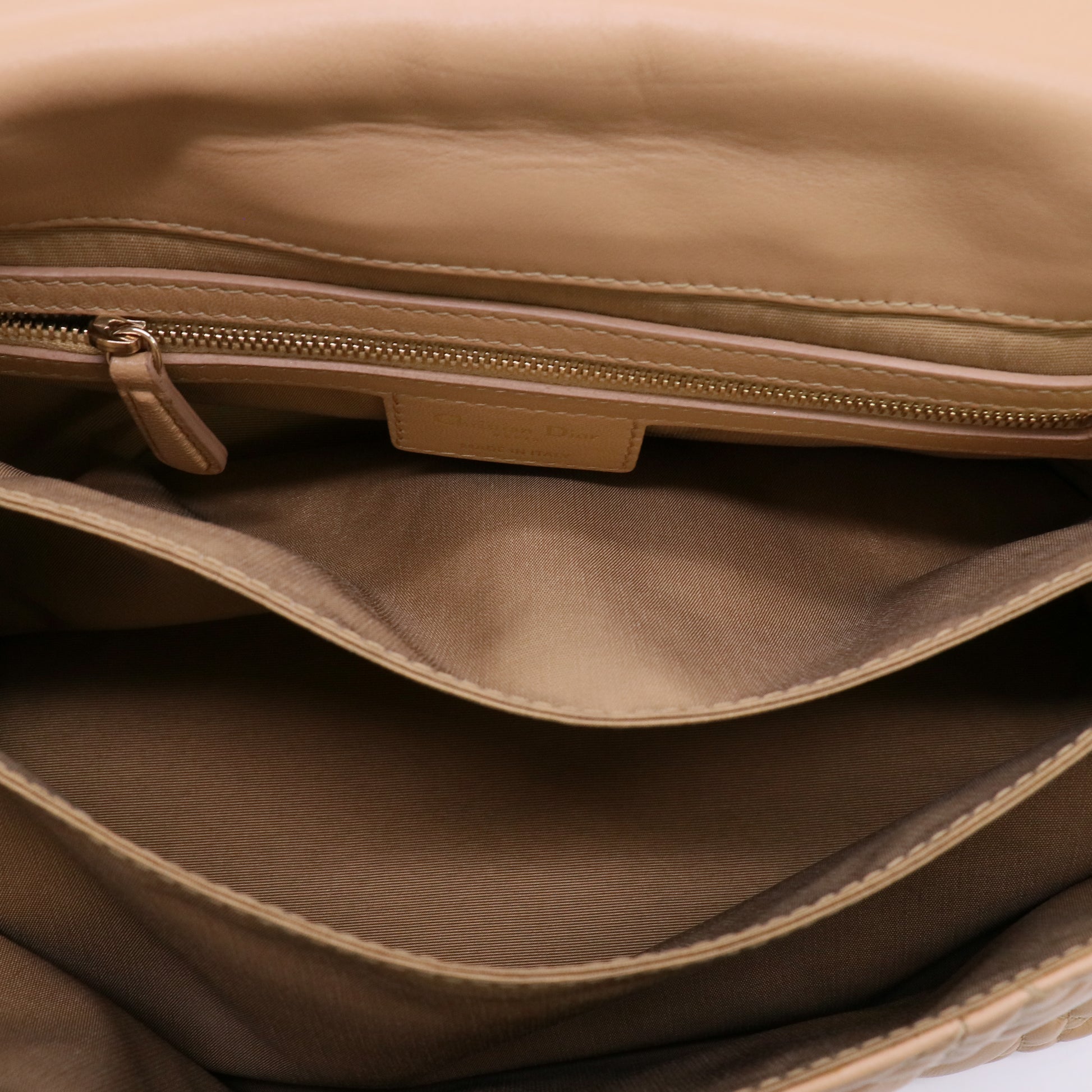 Christian Dior Beige Cannage Quilted Lambskin Leather New Lock Flap Bag LDJ5685
