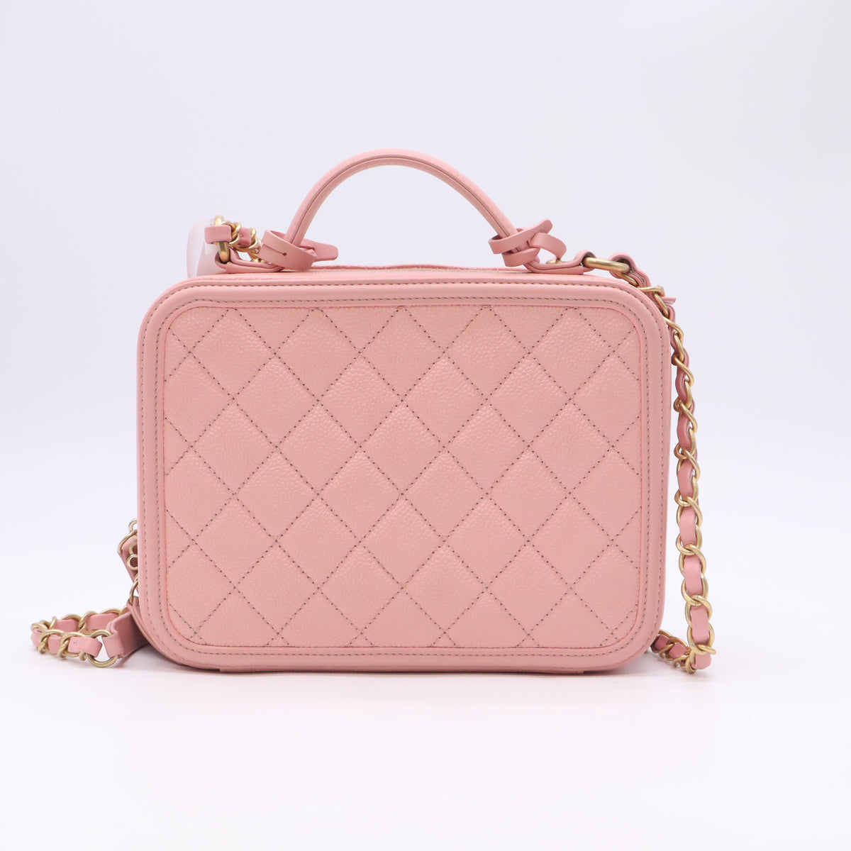 Caviar Quilted Medium CC Filigree Vanity Case Rose Pink B24104
