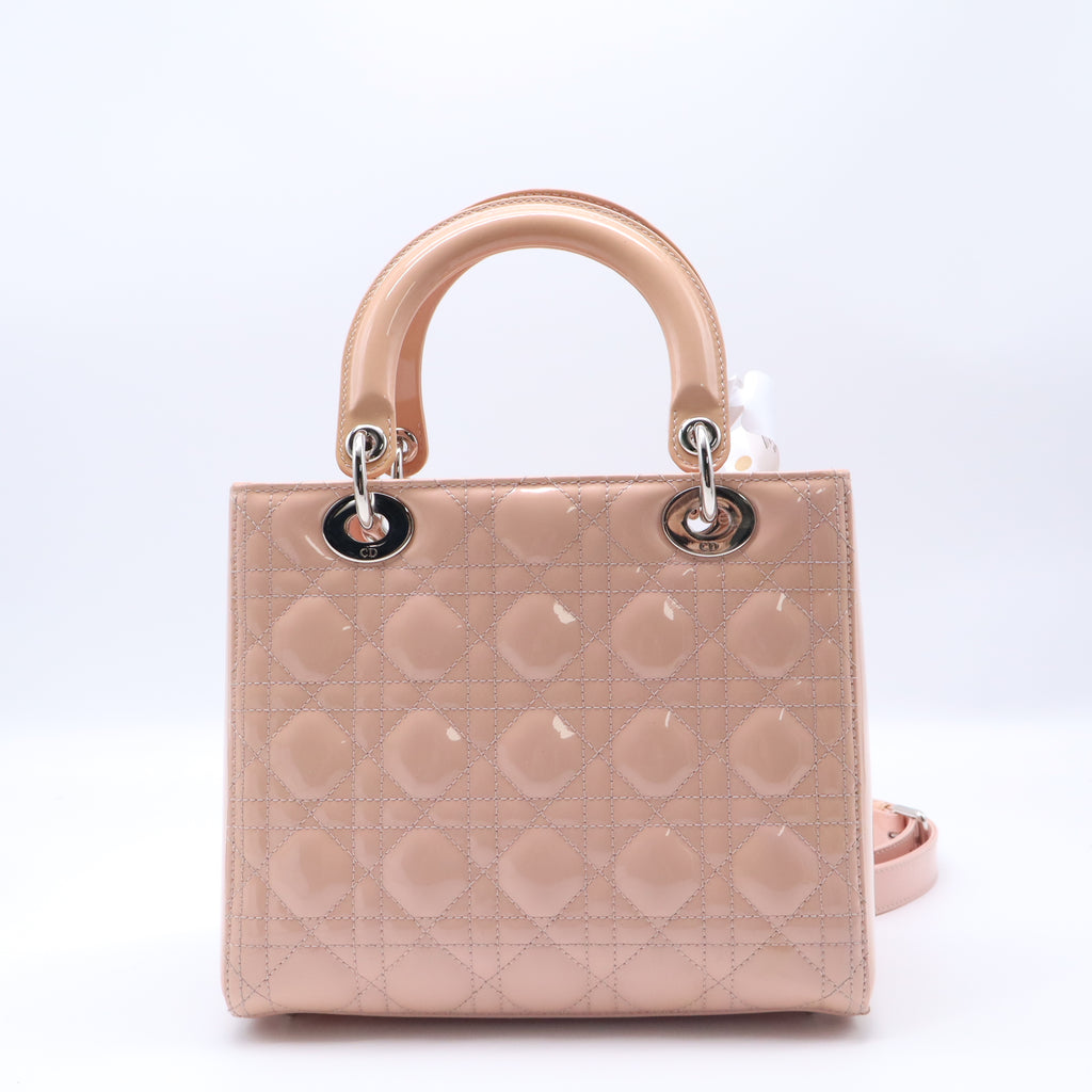 Lady Dior NM Bag Cannage Quilt Patent Medium Twins B21798