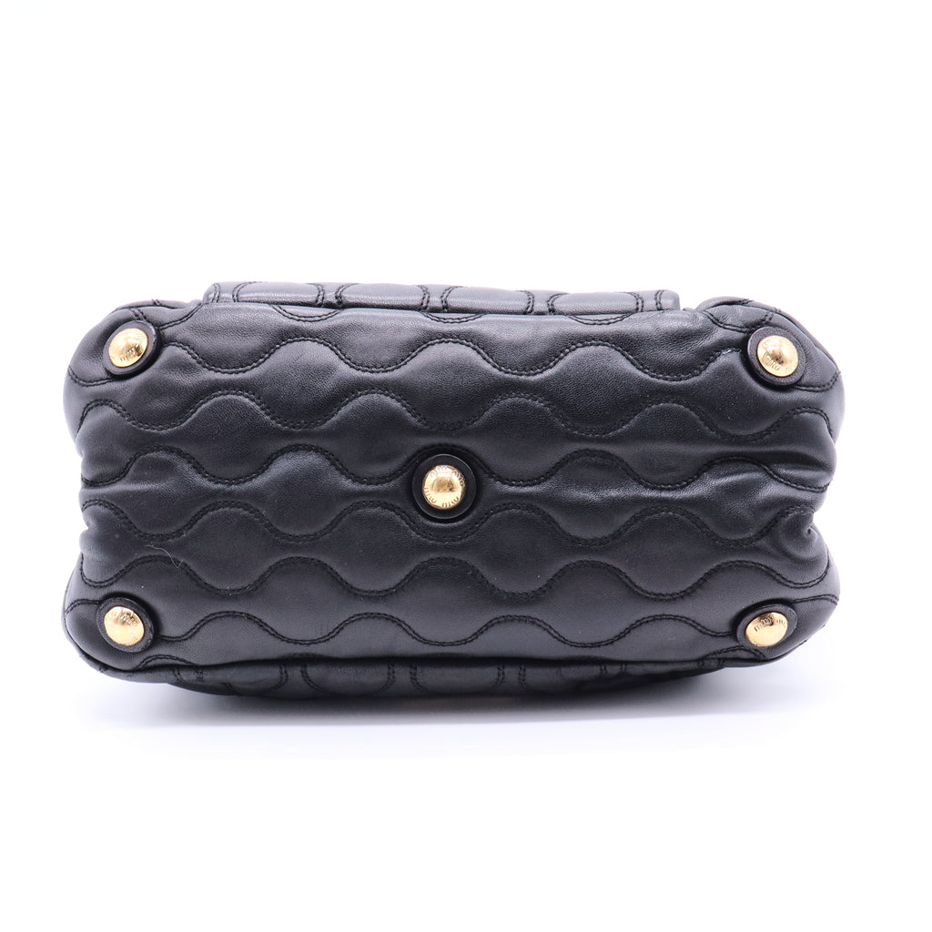Miu Miu Matelassé 2-way leather bag in black and gold gisel