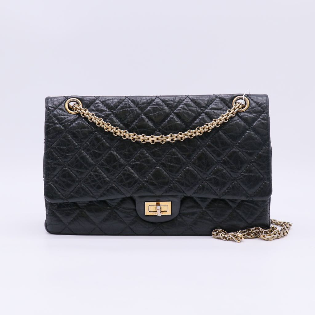 Chanel Aged Calfskin Quilted 2.55 Reissue 225 Flap BlackTwins LDZ1022