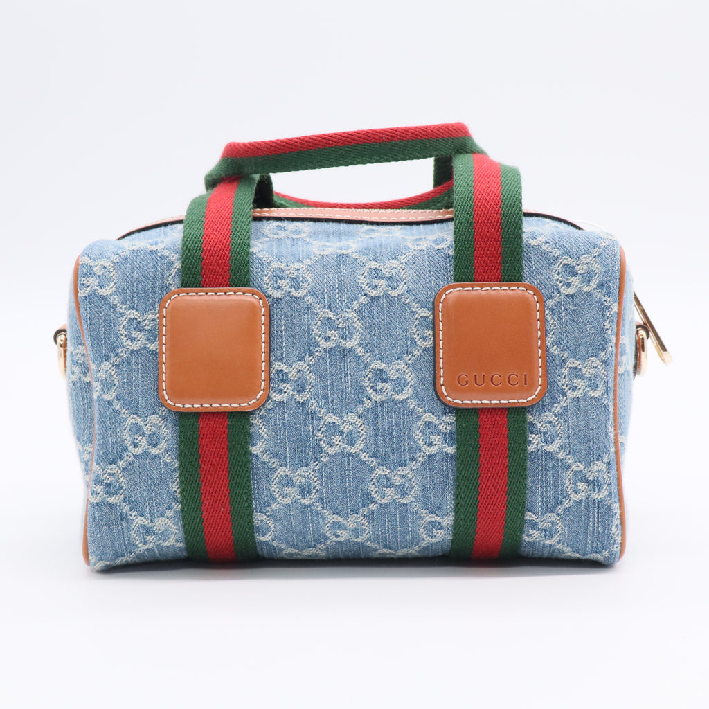GG Denim Calfskin Web Mini GG Top Handle Bag Twins LDJ3125