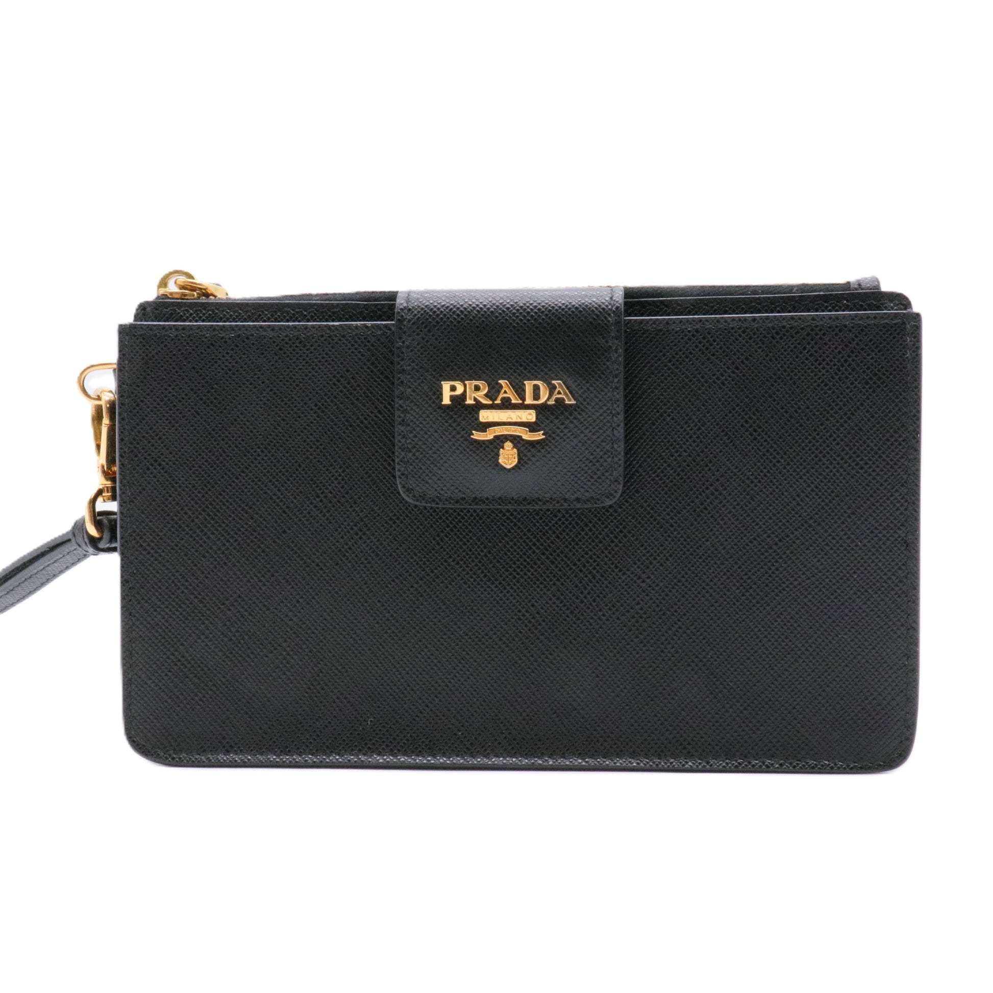 Saffiano Metal Tab Wallet Black