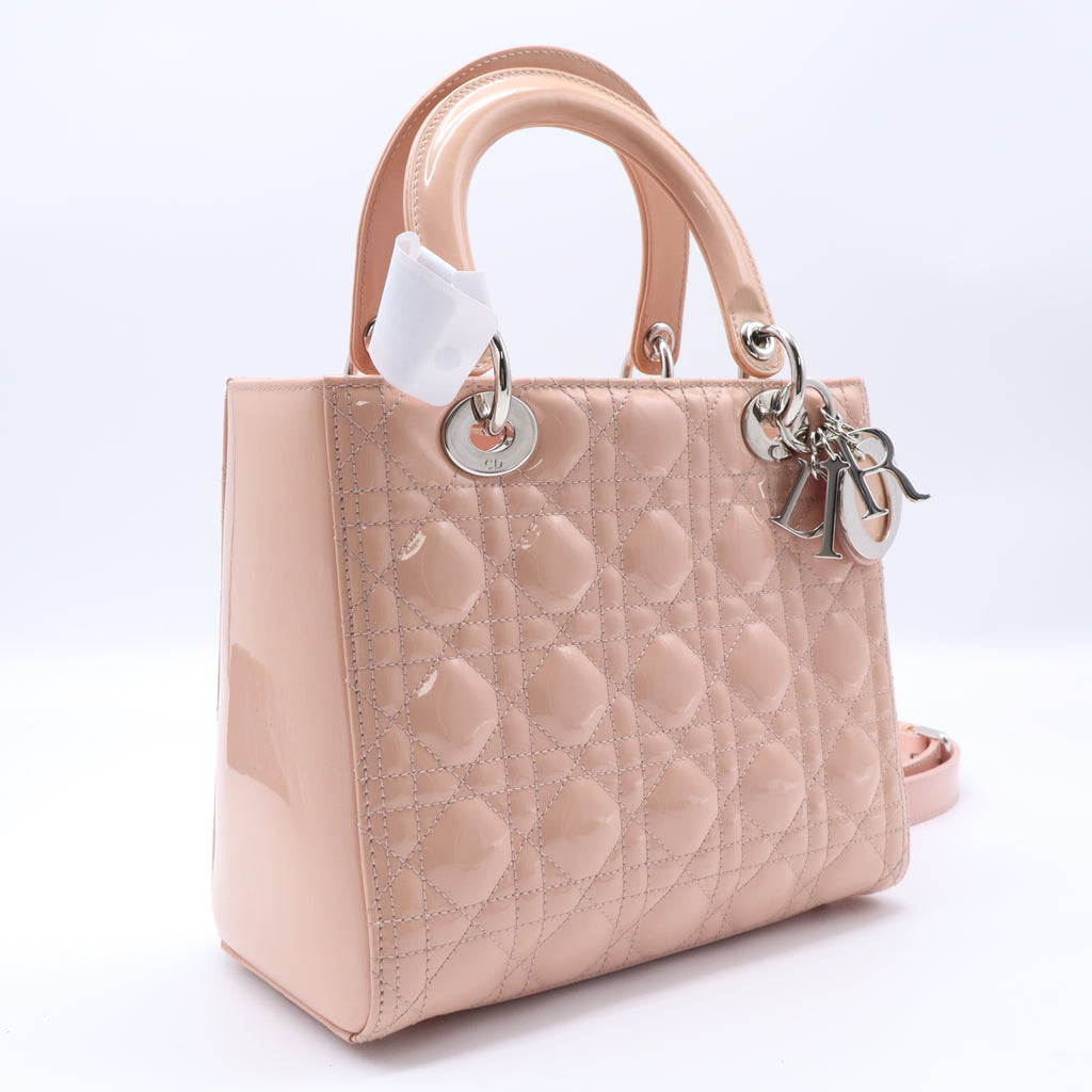 Lady Dior NM Bag Cannage Quilt Patent Medium Twins B21798