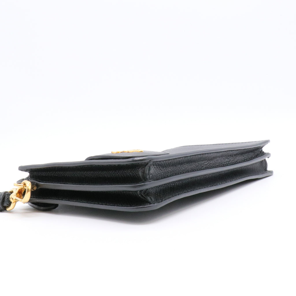 Saffiano Metal Tab Wallet Black