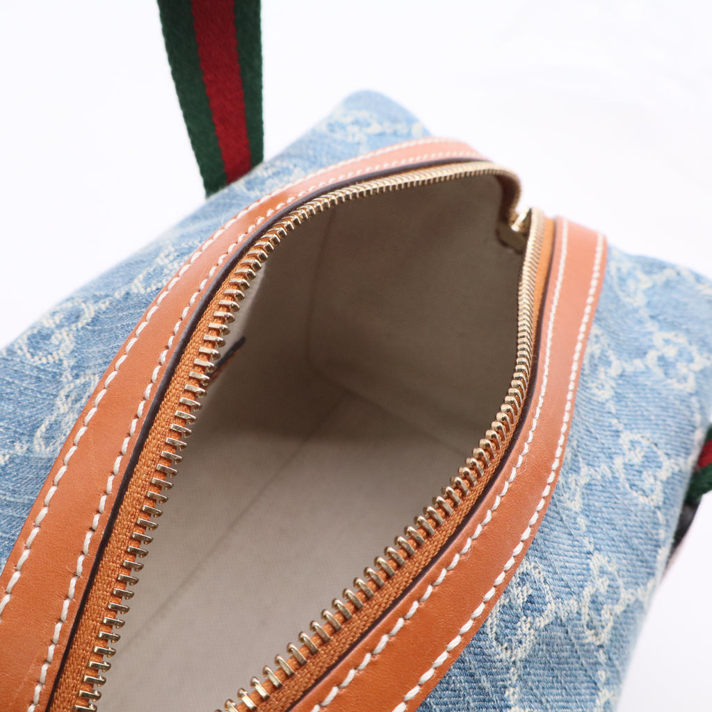 GG Denim Calfskin Web Mini GG Top Handle Bag Twins LDJ3125