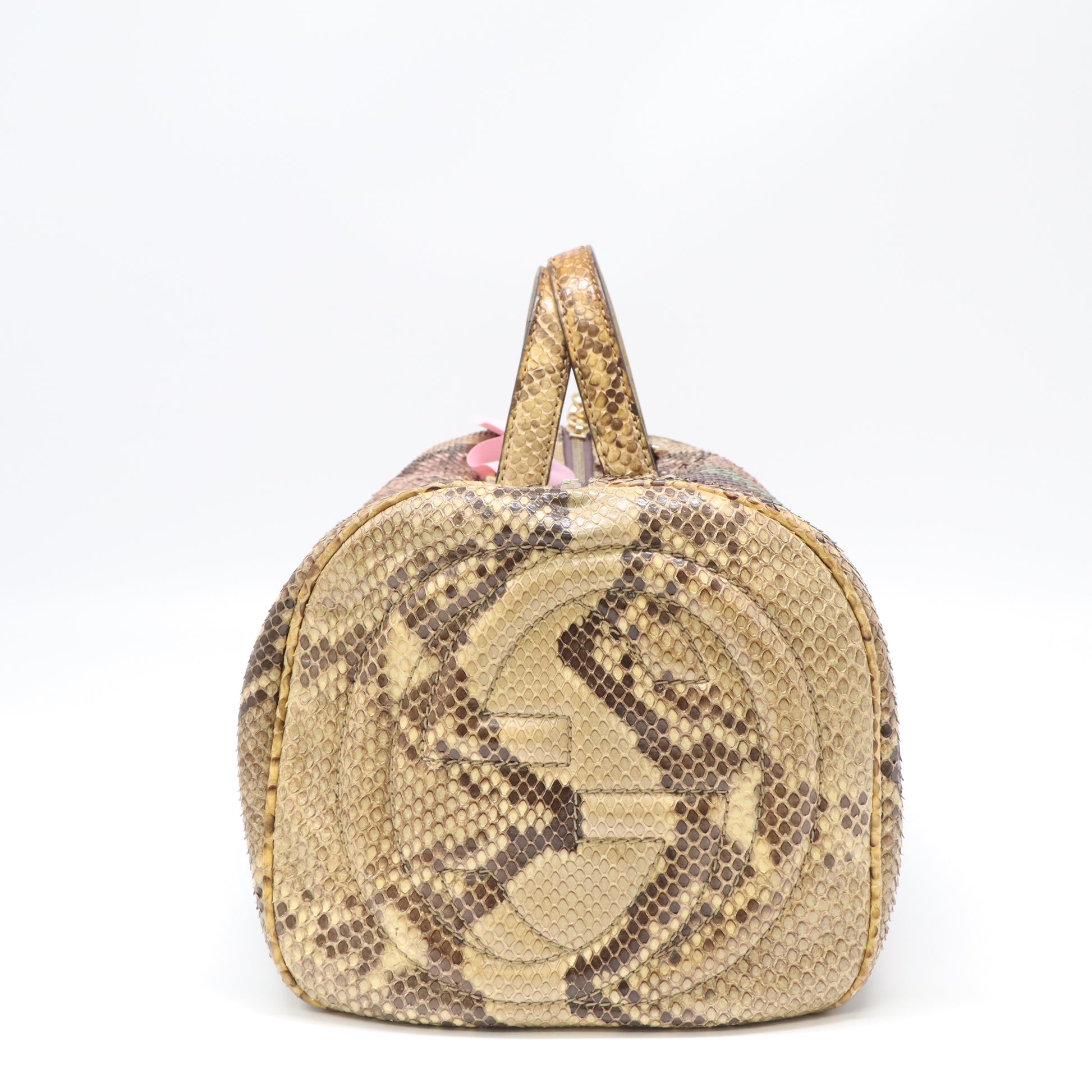 Gucci Python Soho Boston Bag Gold twins LDJ4373