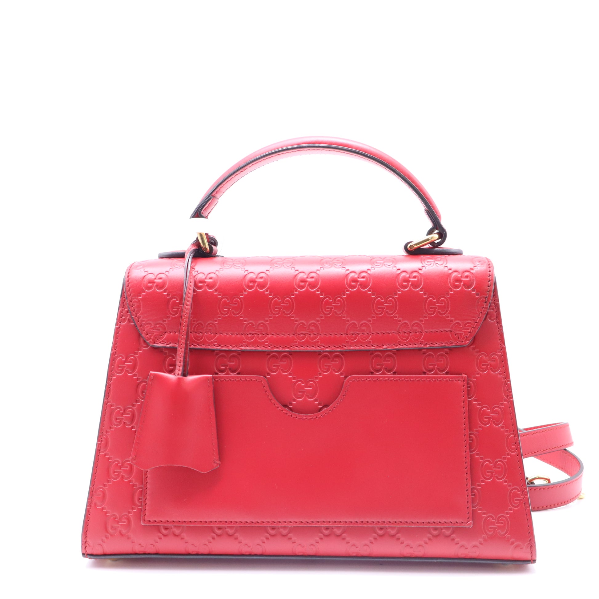 Gucci Guccissima Signature Small Padlock Top Handle Bag Hibiscus Red TWINS B22002