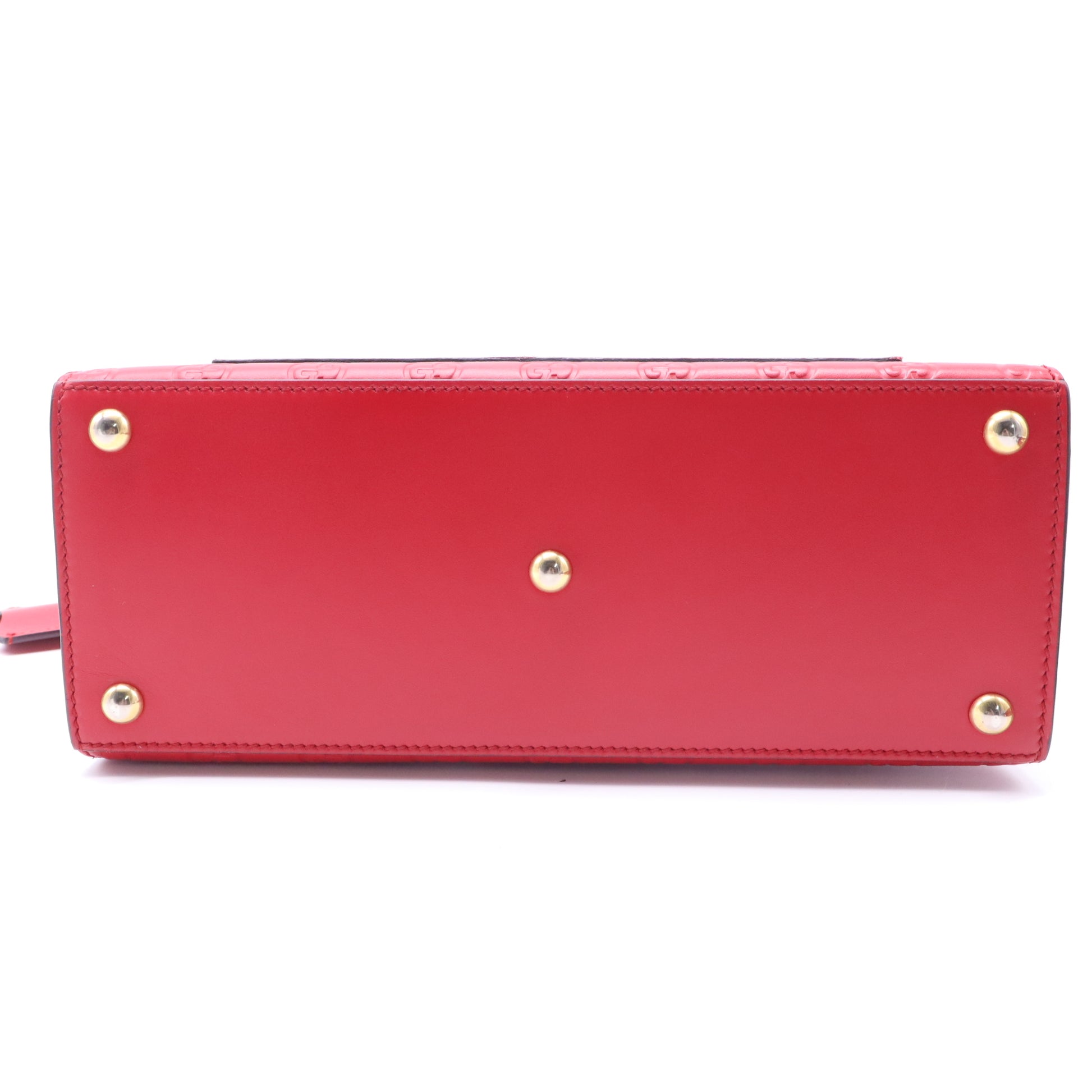 Gucci Guccissima Signature Small Padlock Top Handle Bag Hibiscus Red TWINS B22002