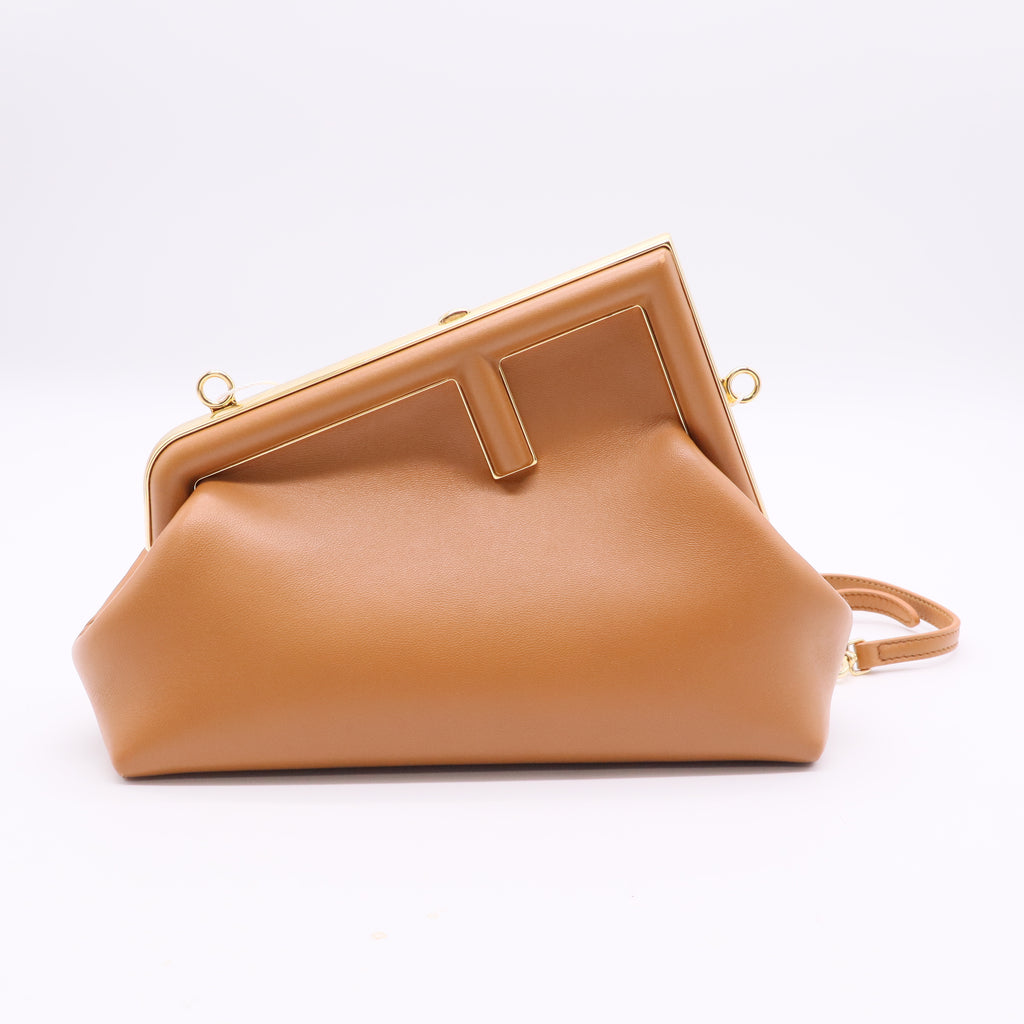 Fendi First Midi Shoulder Bag Brown twins