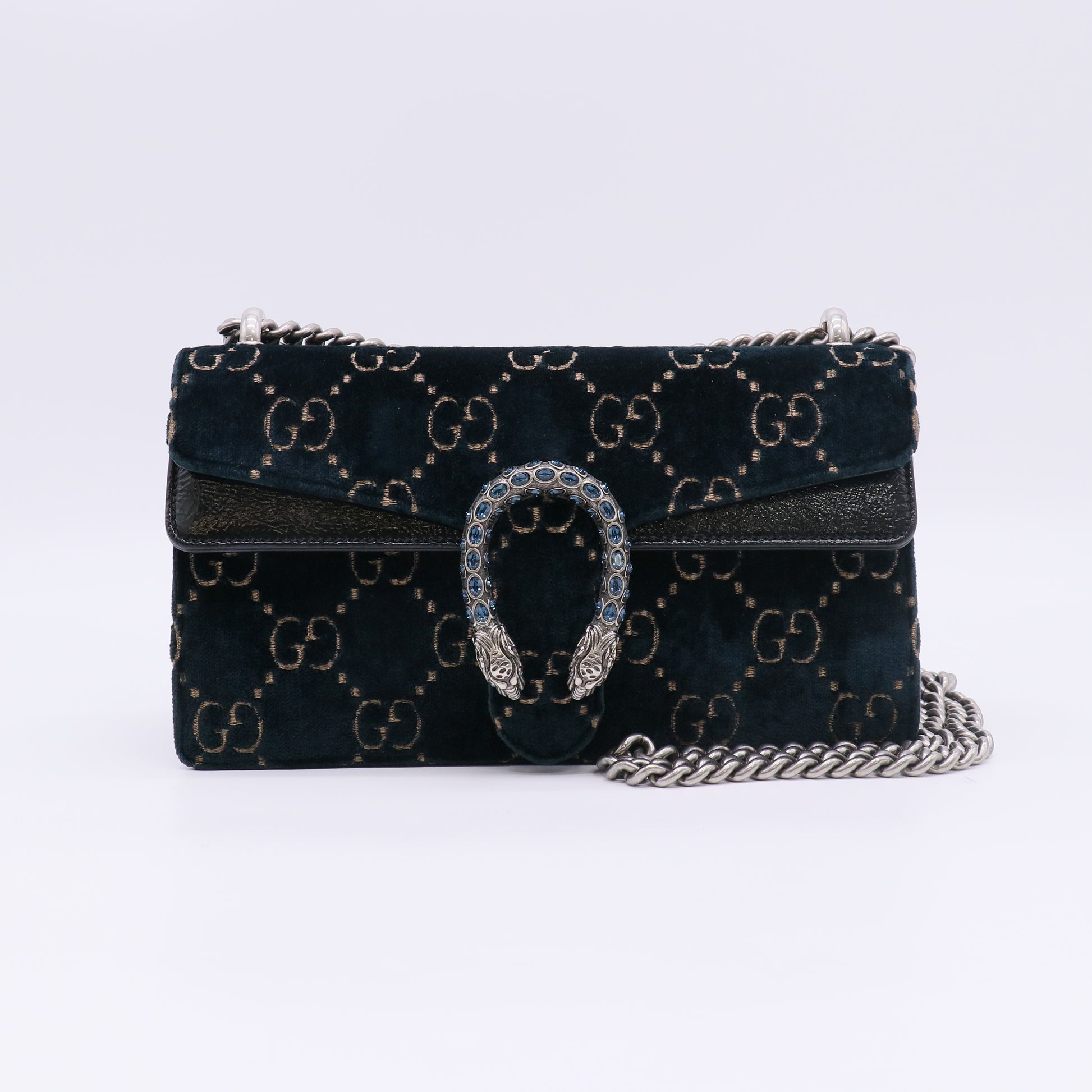 Gucci Dark Blue GG Embossed Velvet Dionysus Shoulder Bag twins LDJ5065