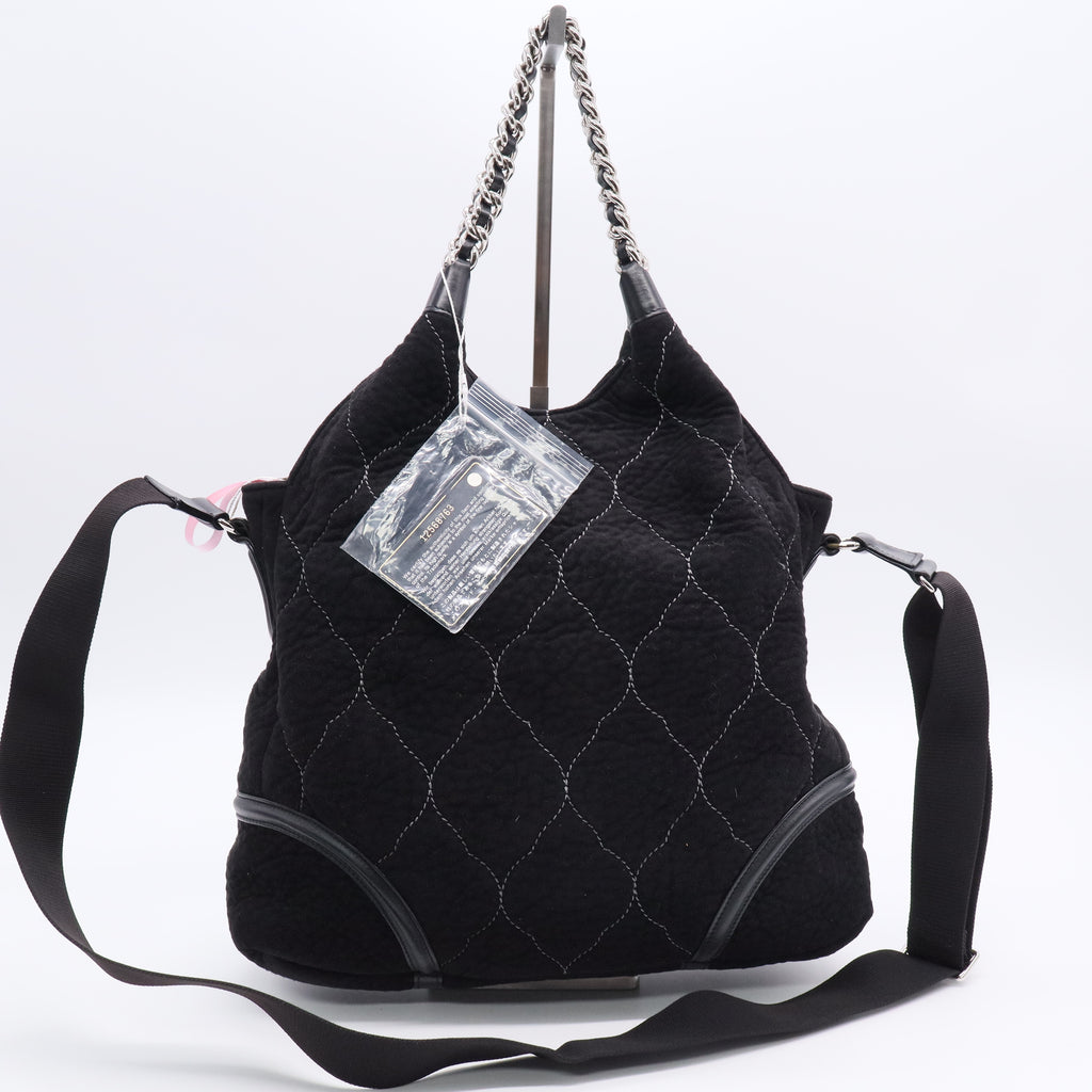 Black Quilted Suede CC Shoulder Bag Twins LDJ3123