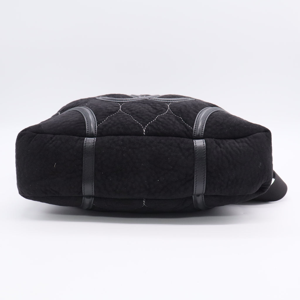 Black Quilted Suede CC Shoulder Bag Twins LDJ3123
